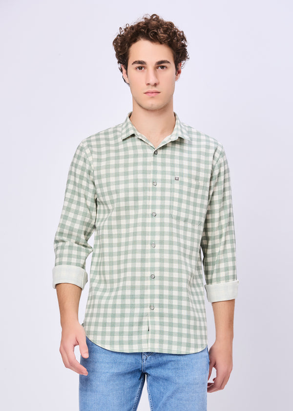 Masterclass Gingham Checked Casual Shirt: Green