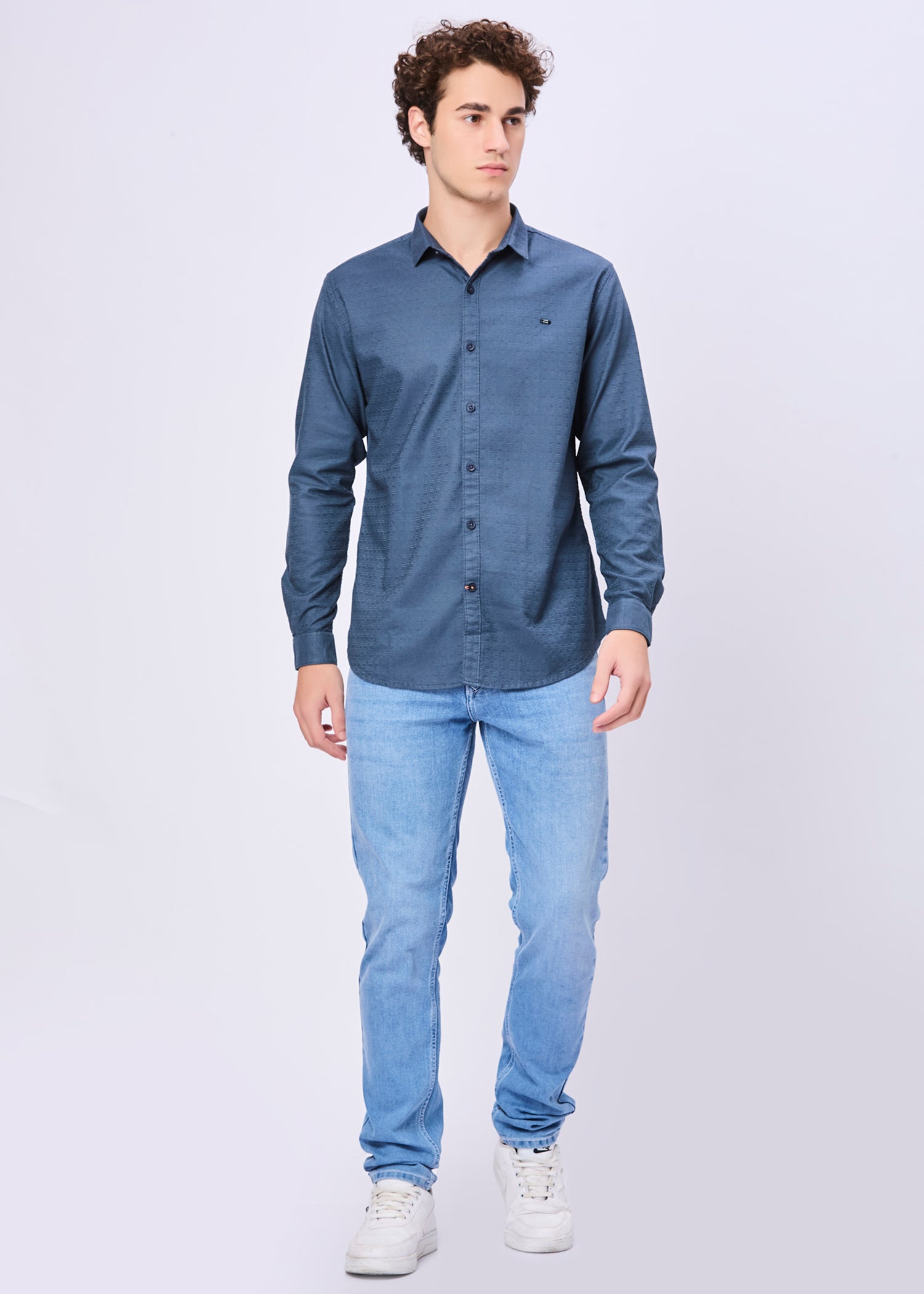 Headly Solid Textured Weave Casual Shirt