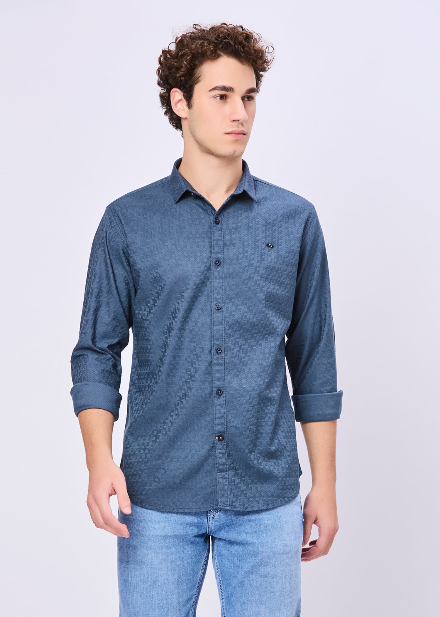 Headly Solid Textured Weave Casual Shirt