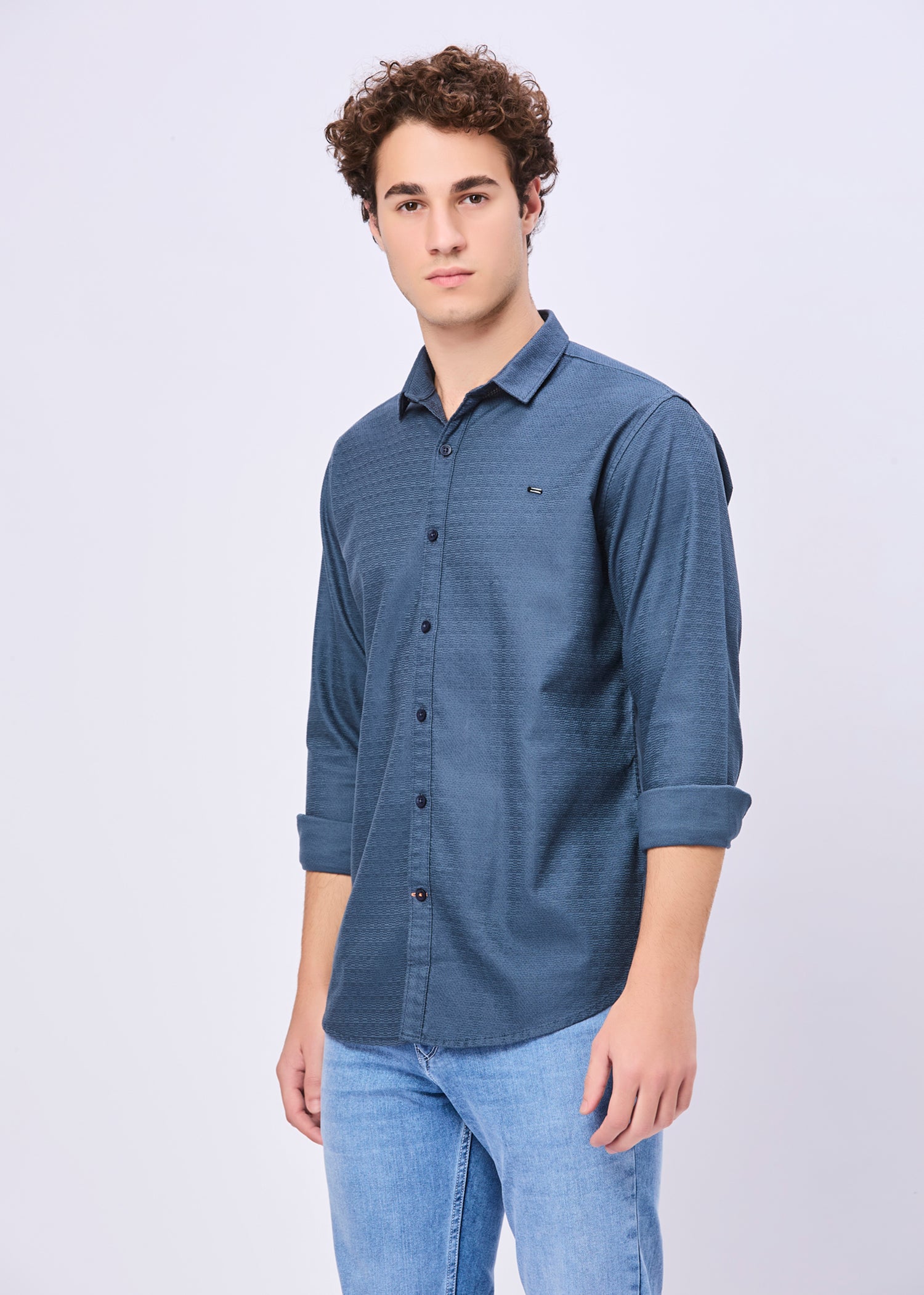 Headly Solid Textured Weave Casual Shirt