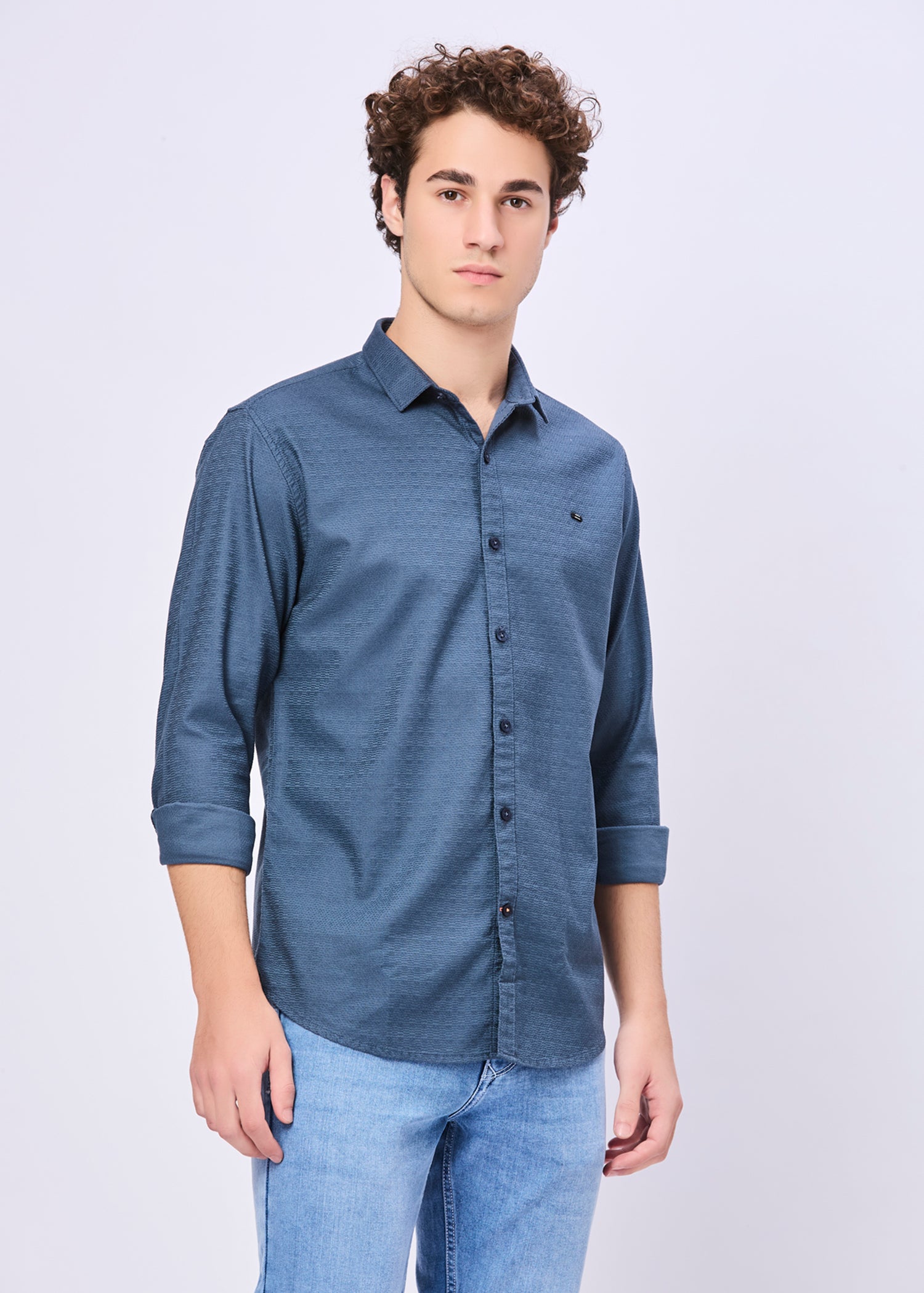 Headly Solid Textured Weave Casual Shirt