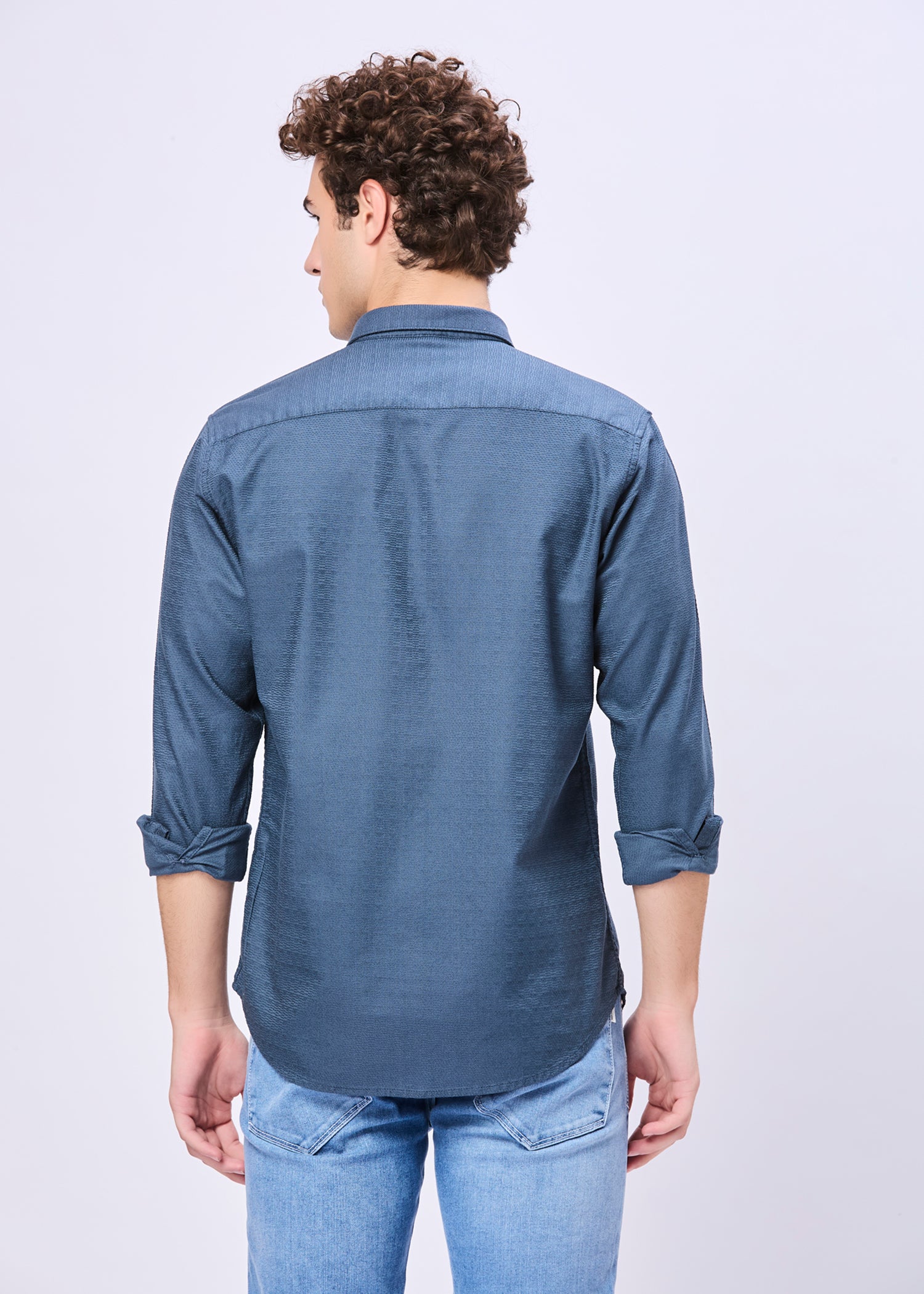 Headly Solid Textured Weave Casual Shirt