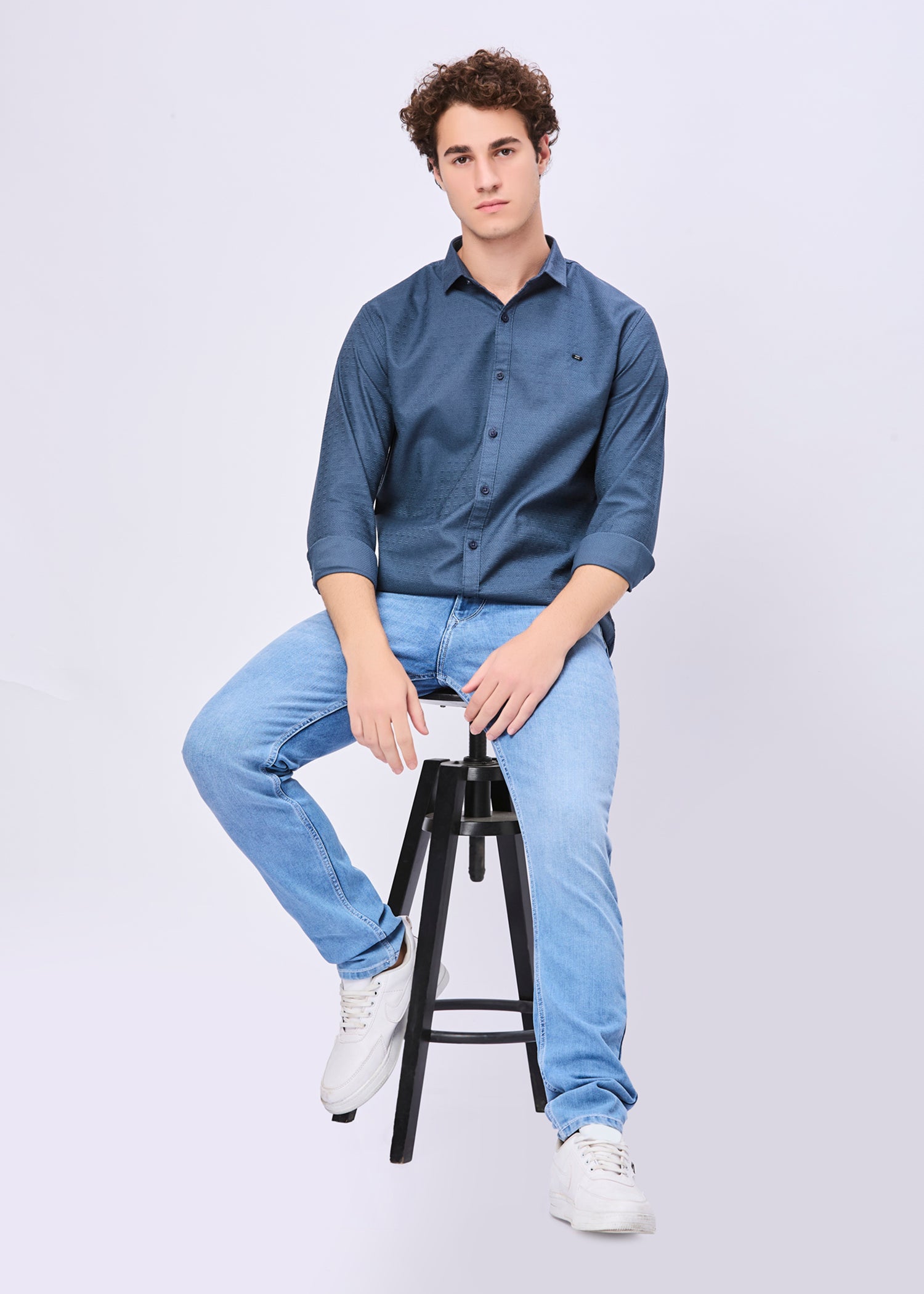 Headly Solid Textured Weave Casual Shirt