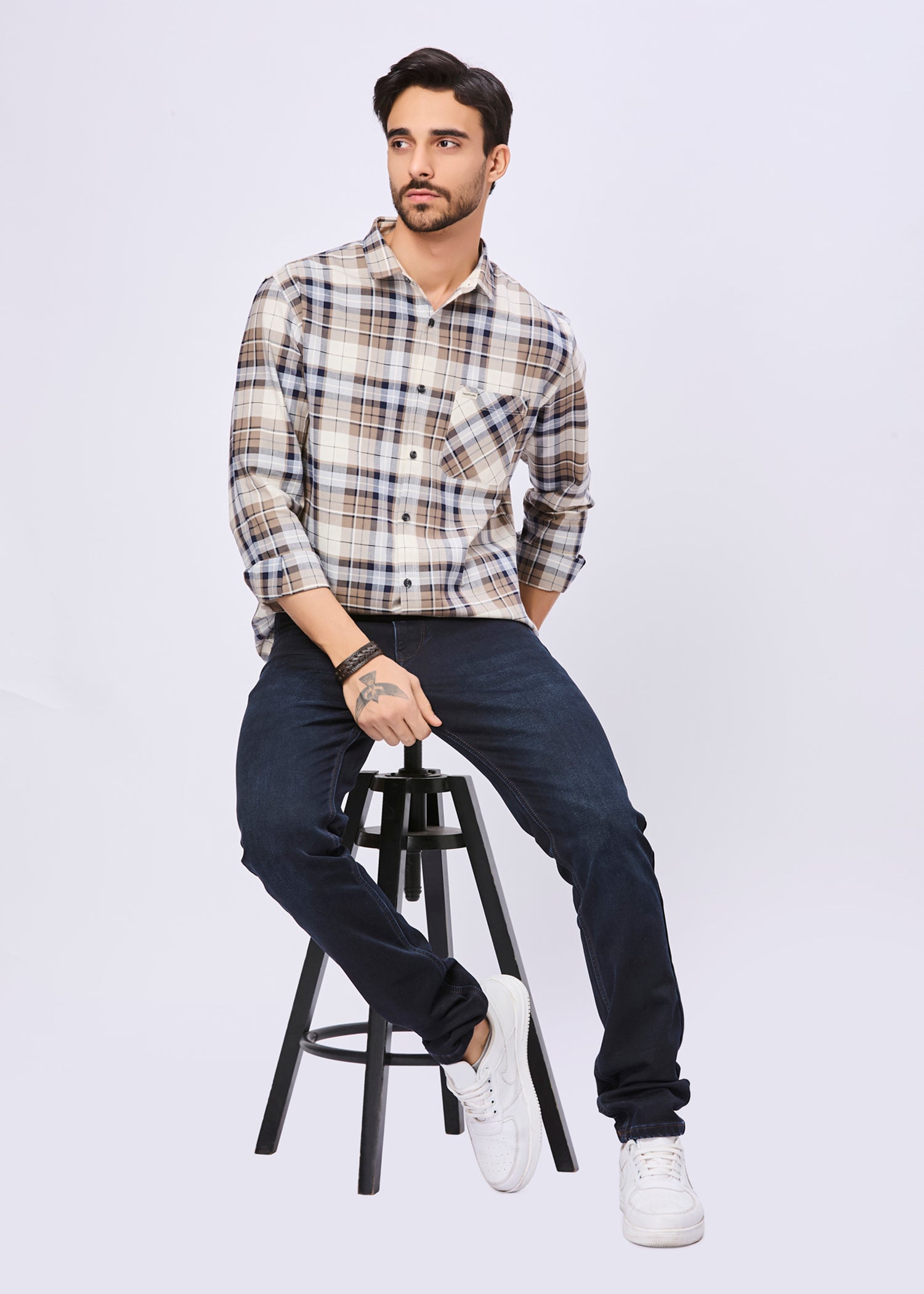 Farrey Checked Casual Full Sleeve Shirt
