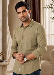 Keen Solid Full Sleeve Shirt: Mehndi
