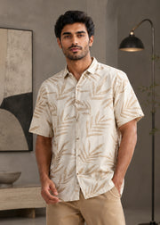Kelley Tropical Leaf Print Casual Shirt