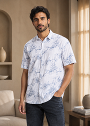 Kilmer Floral Line Art Print Casual Shirt