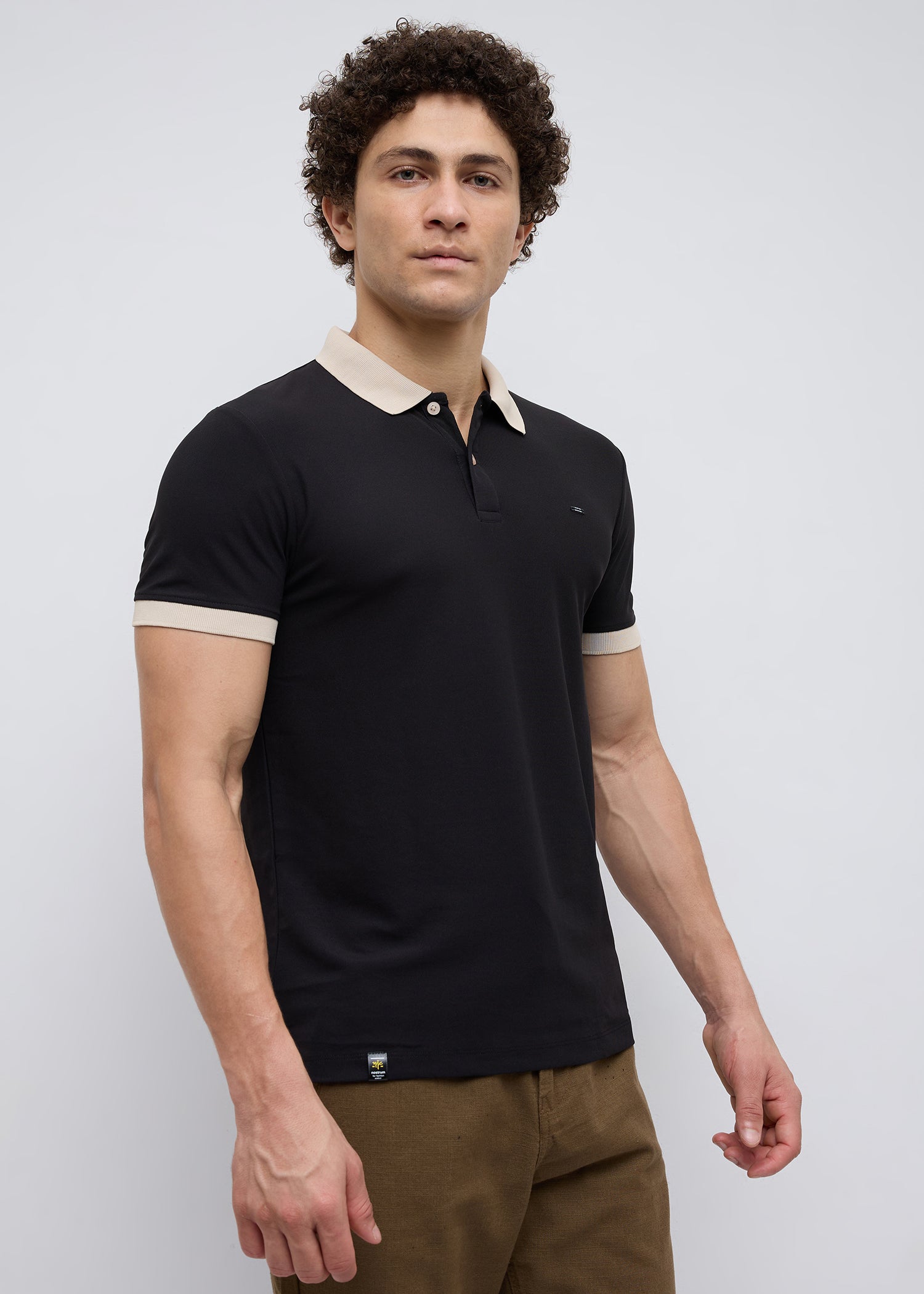 Mary Solid Polo T-Shirt: Black