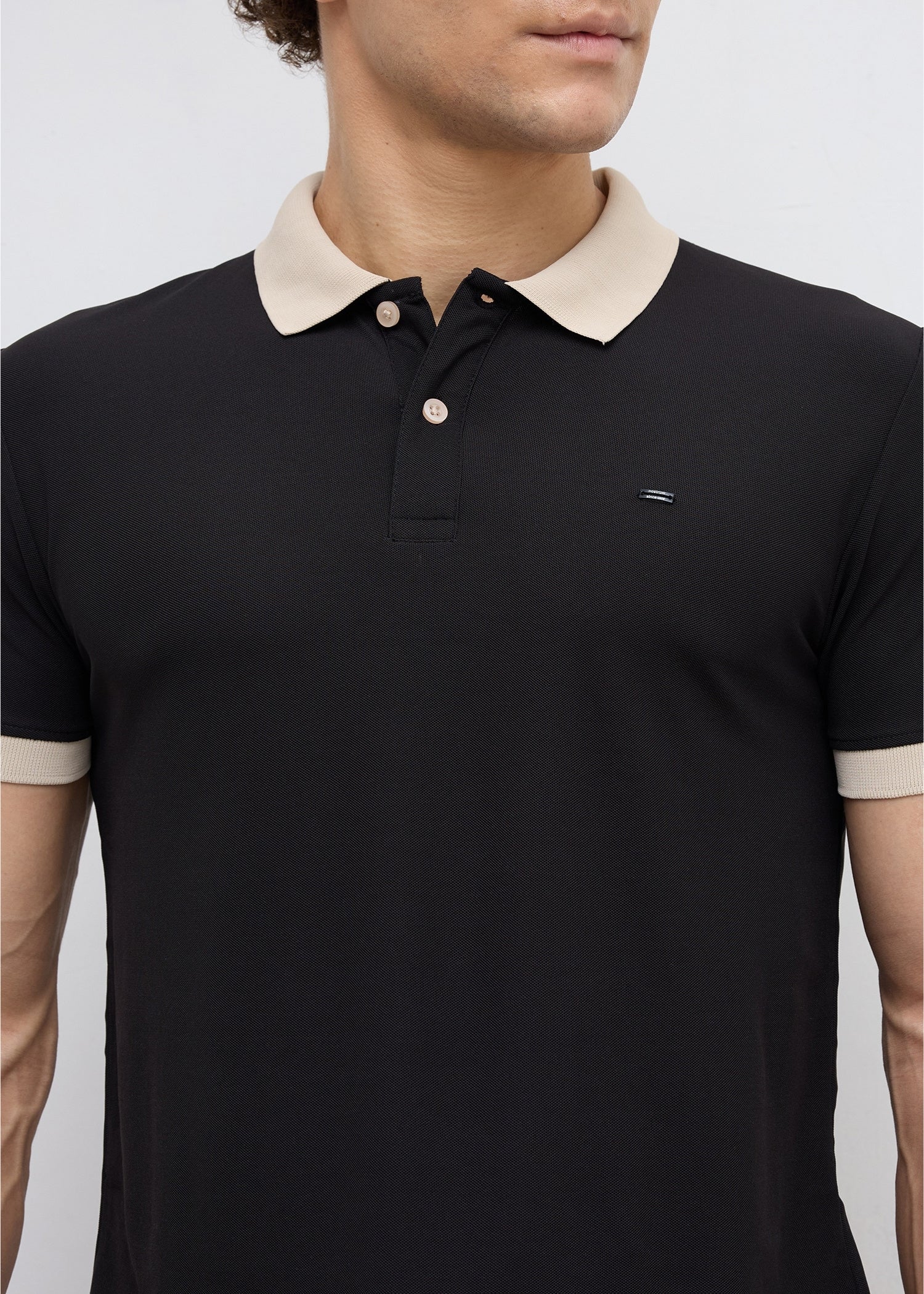 Mary Solid Polo T-Shirt: Black