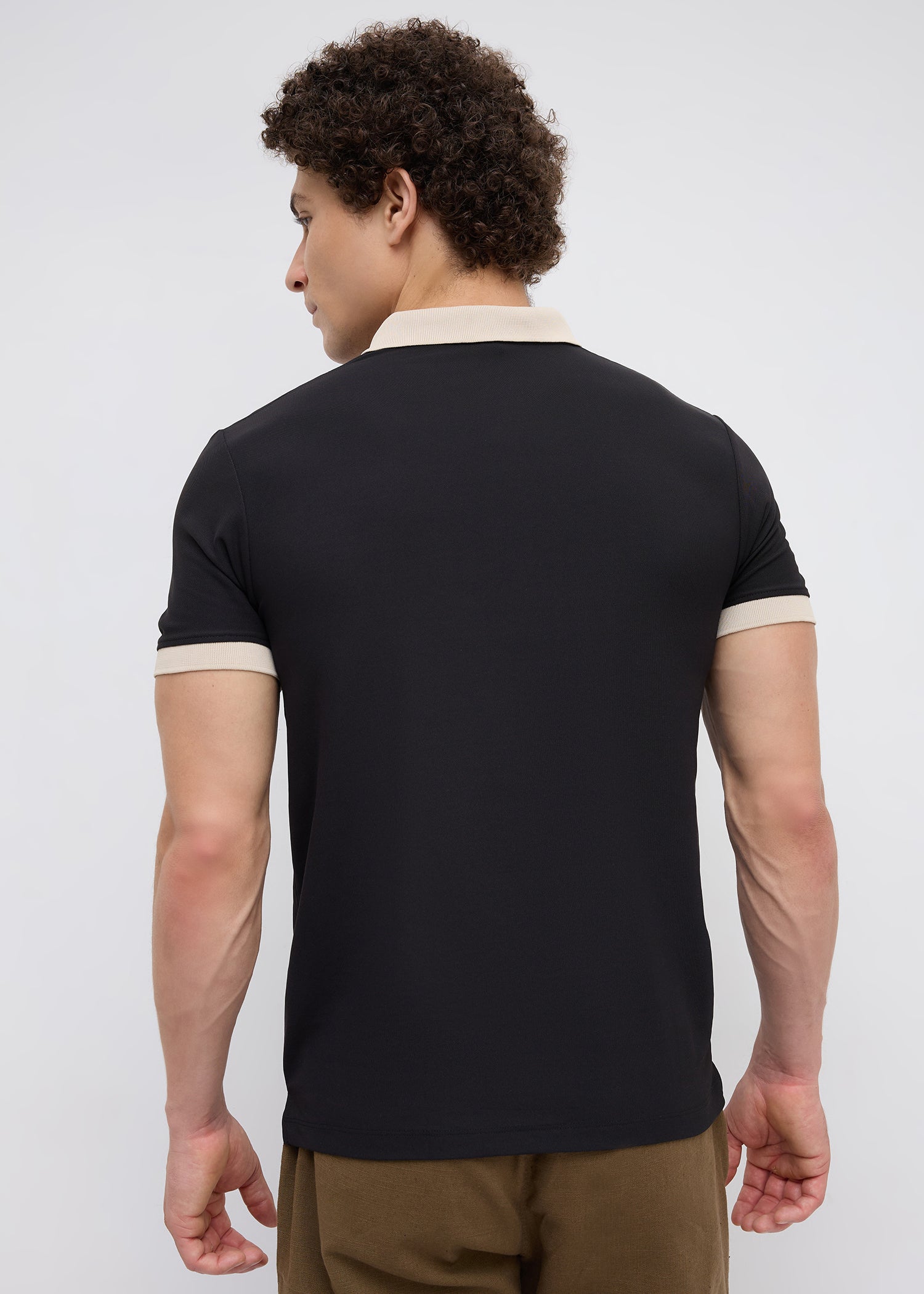 Mary Solid Polo T-Shirt: Black