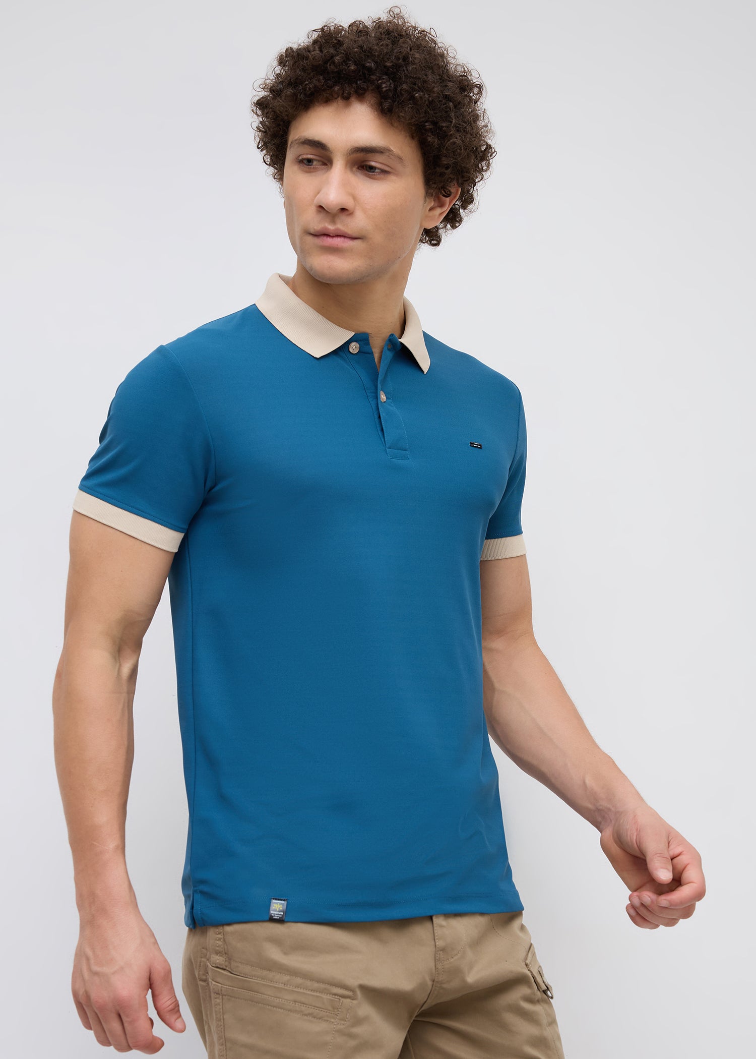 Mary Solid Polo T-Shirt: Blue