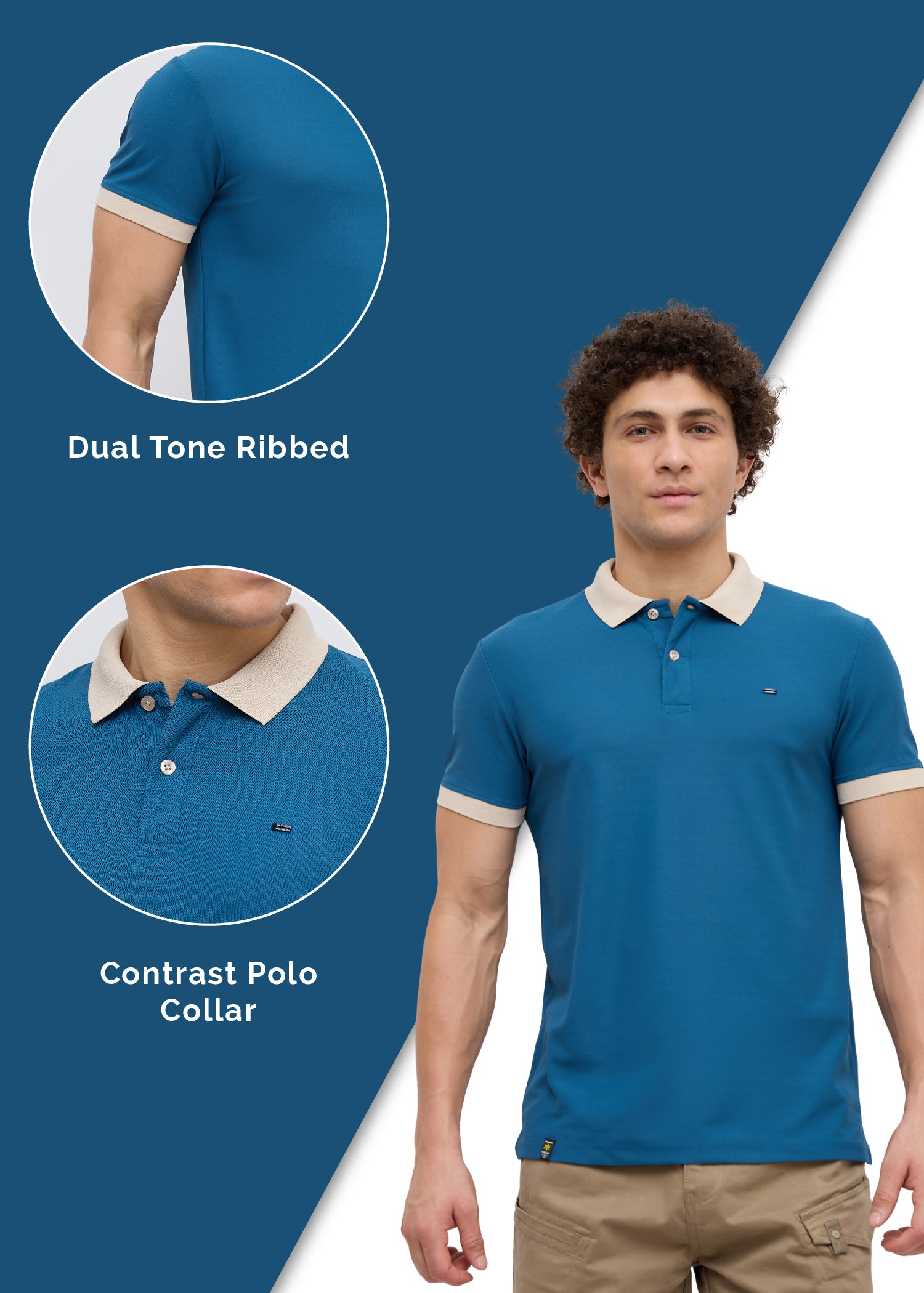 Mary Solid Polo T-Shirt: Blue