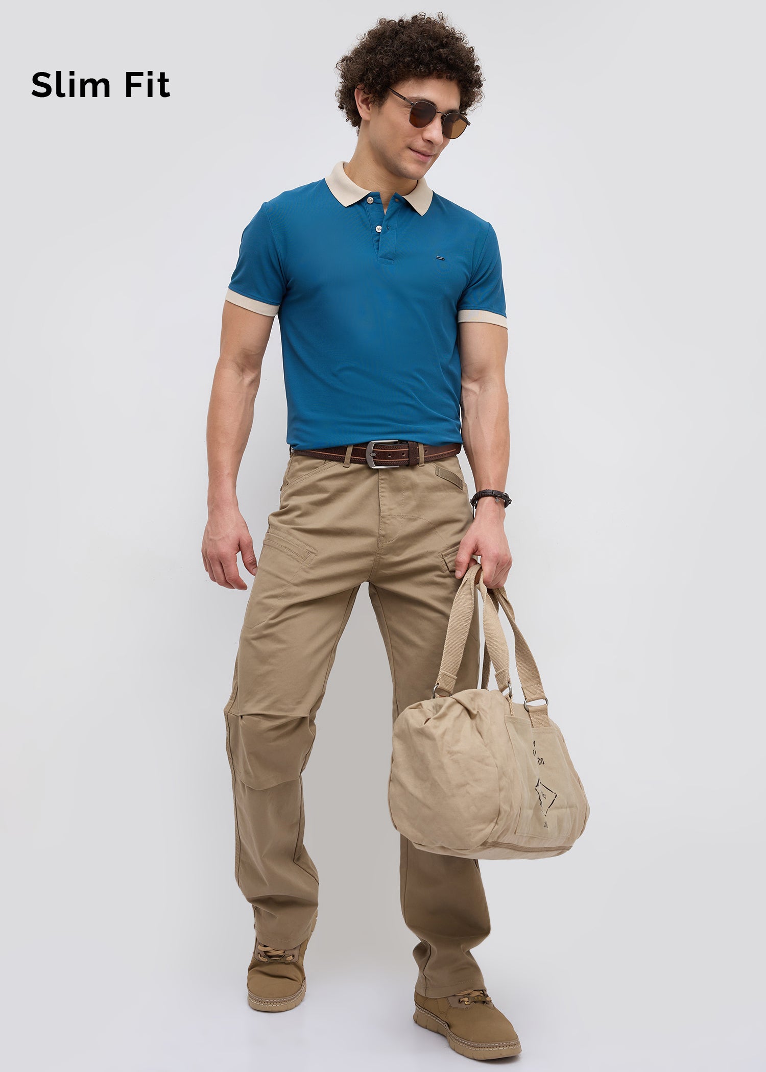 Mary Solid Polo T-Shirt: Blue