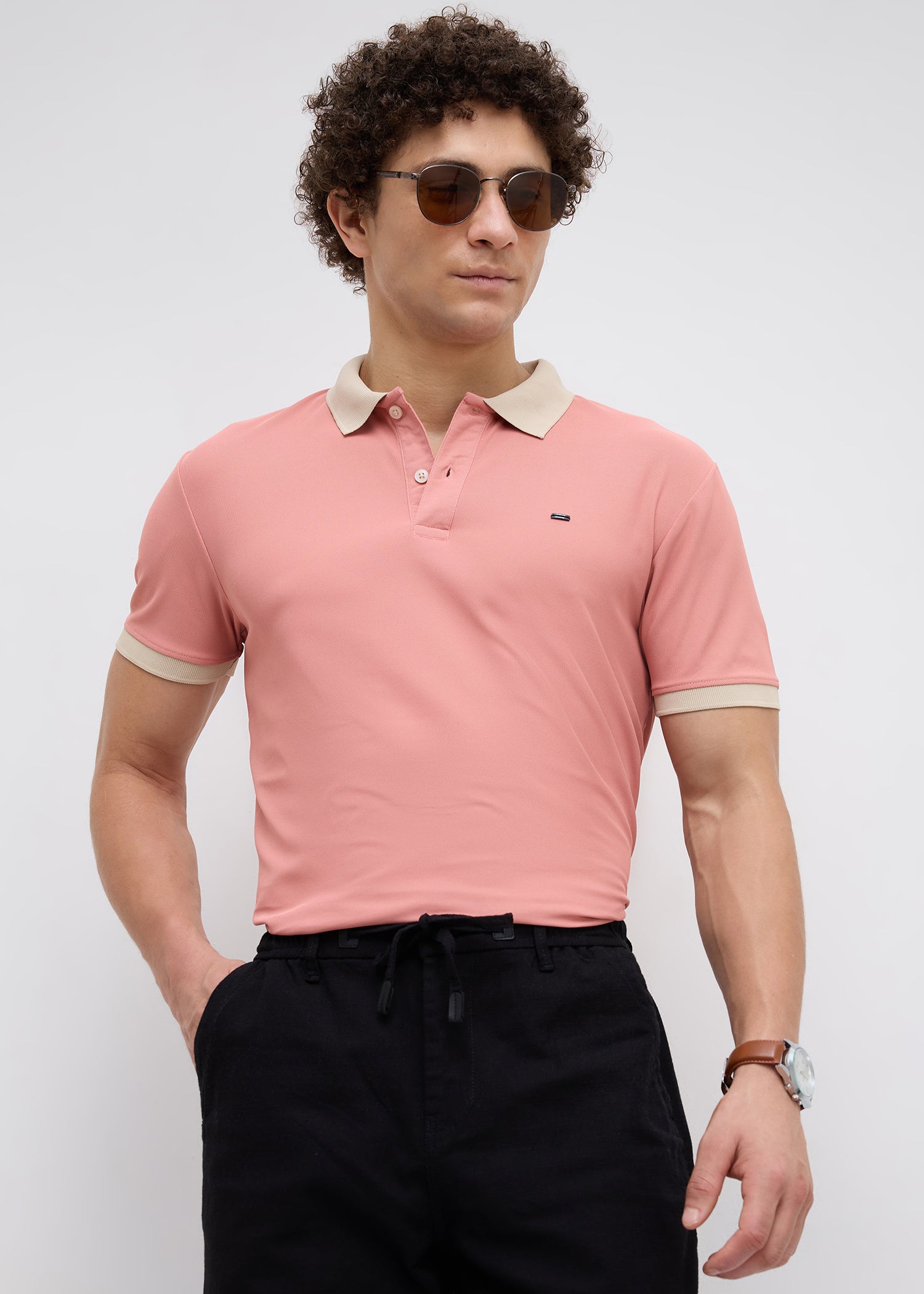 Mary Solid Polo T-Shirt: Coral Pink