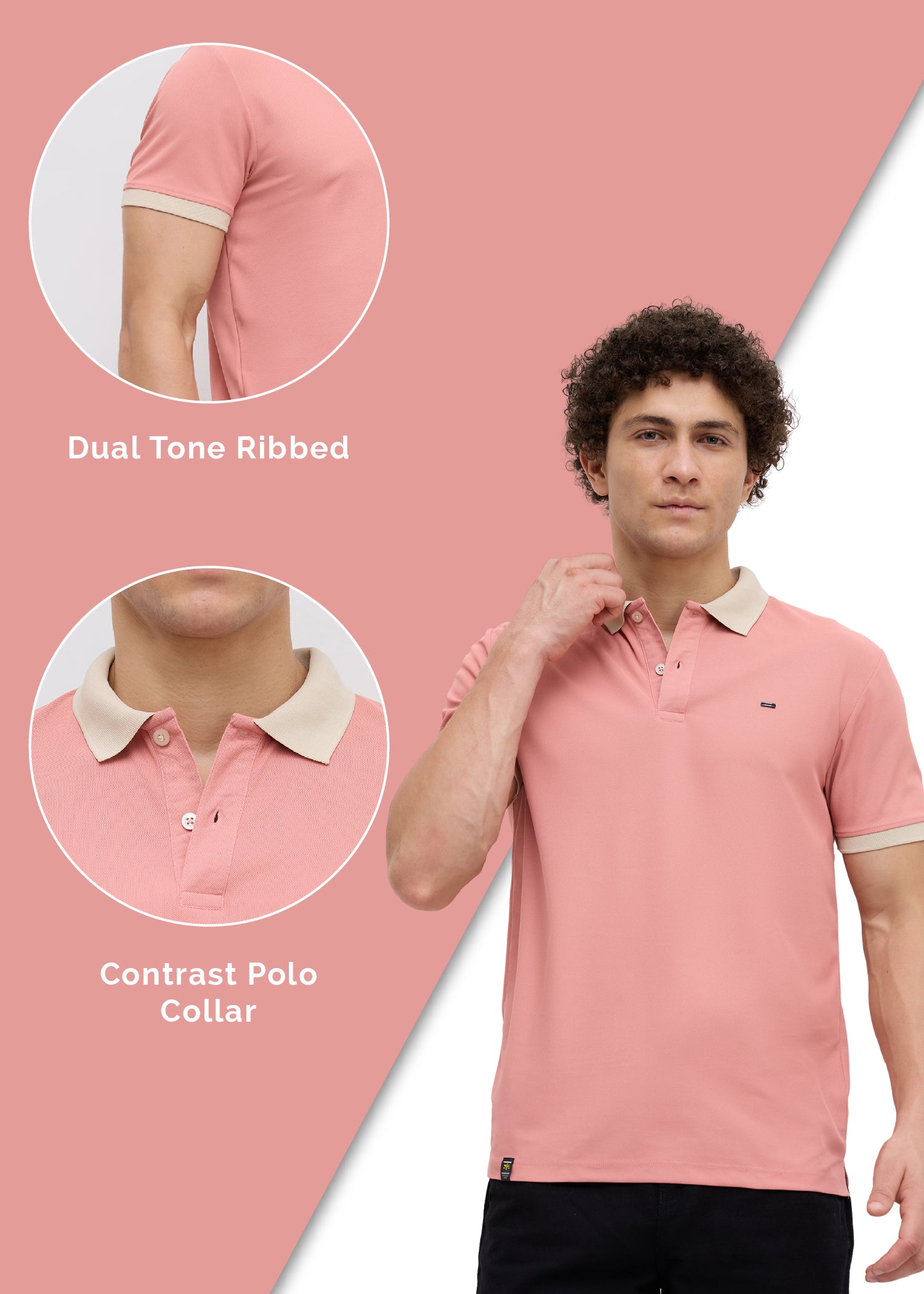 Mary Solid Polo T-Shirt: Coral Pink