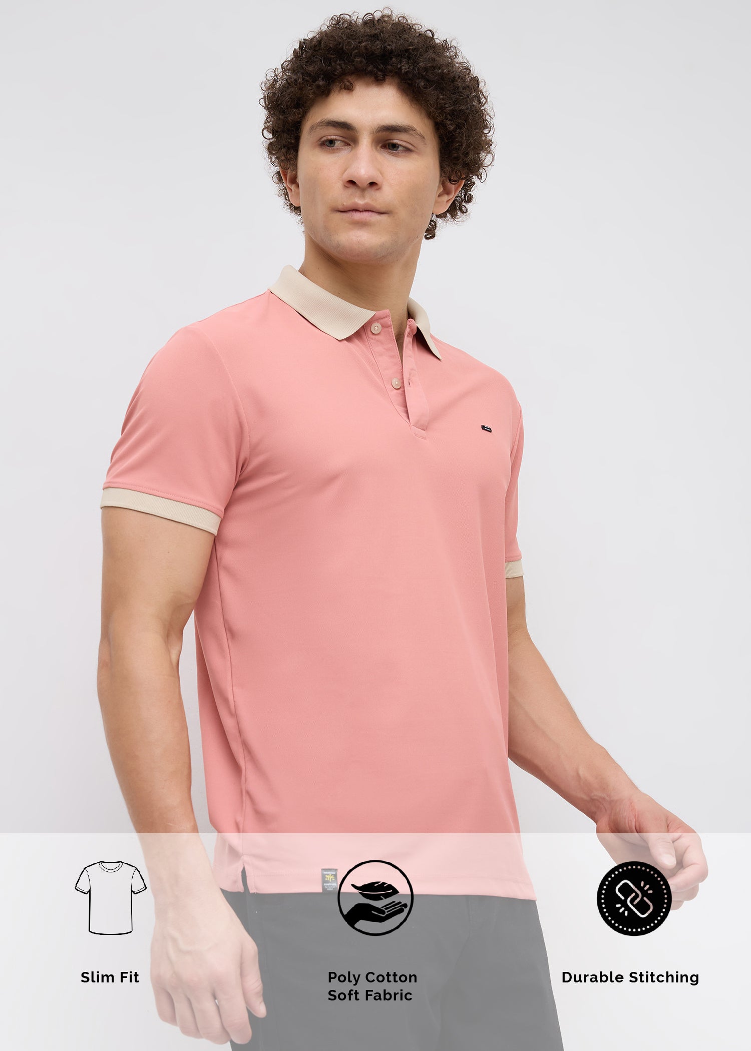 Mary Solid Polo T-Shirt: Coral Pink