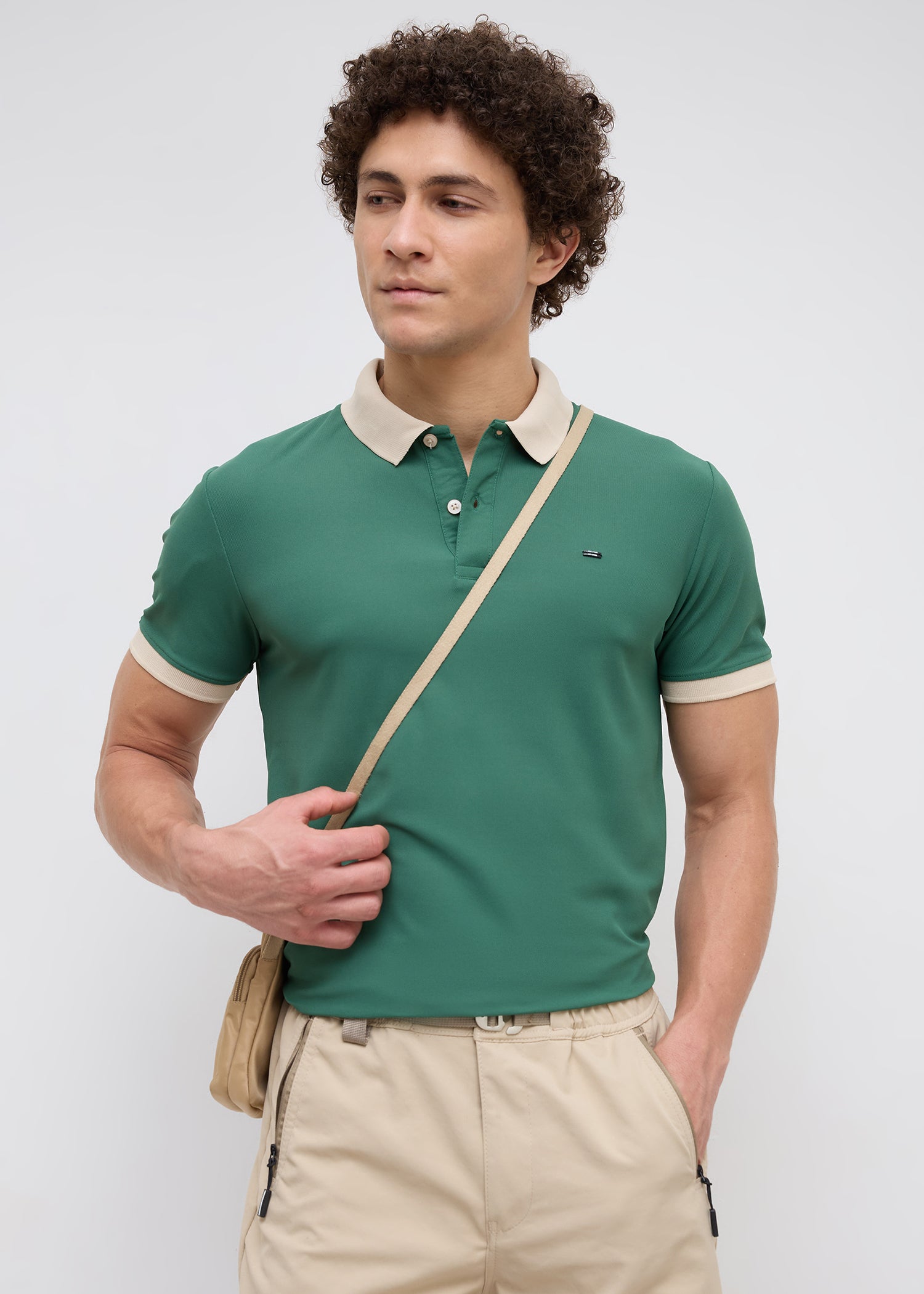 Mary Solid Polo T-Shirt: Green
