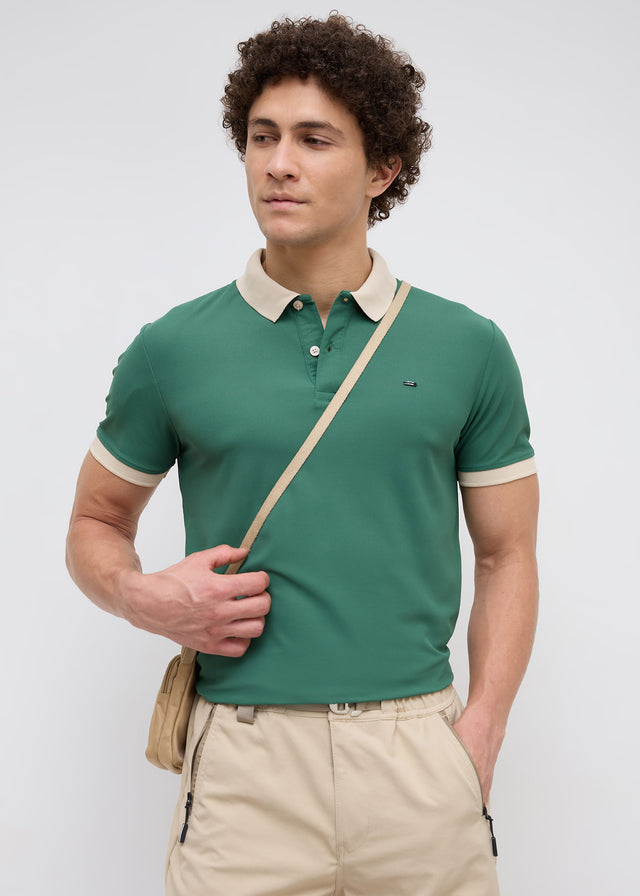 Mary Solid Polo T-Shirt: Green
