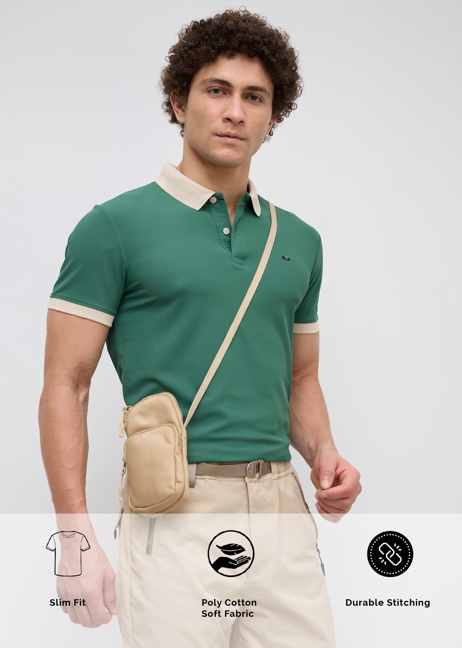 Mary Solid Polo T-Shirt: Green