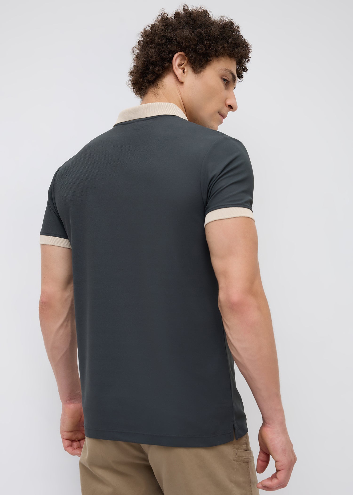Mary Solid Polo T-Shirt: Grey