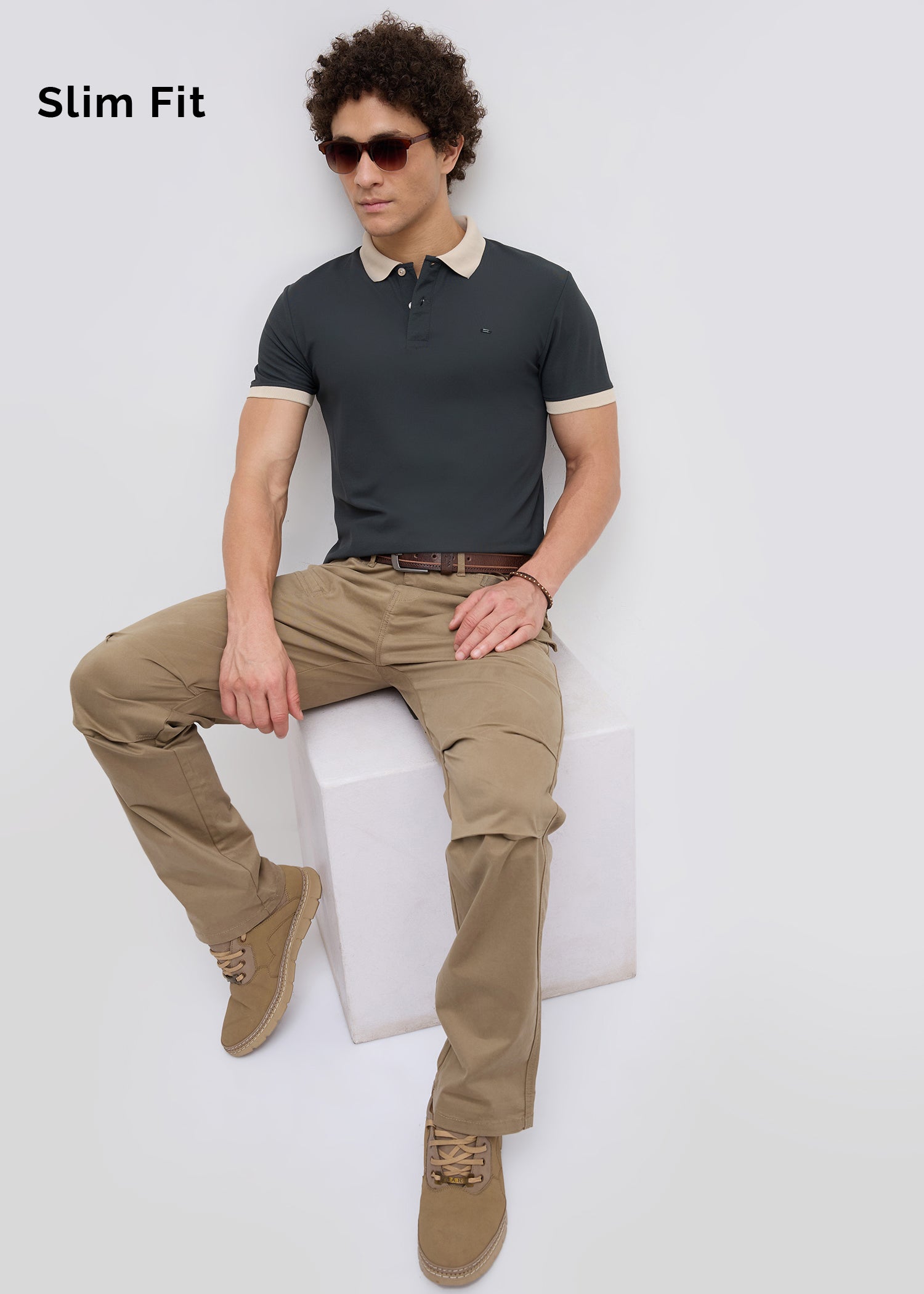 Mary Solid Polo T-Shirt: Grey