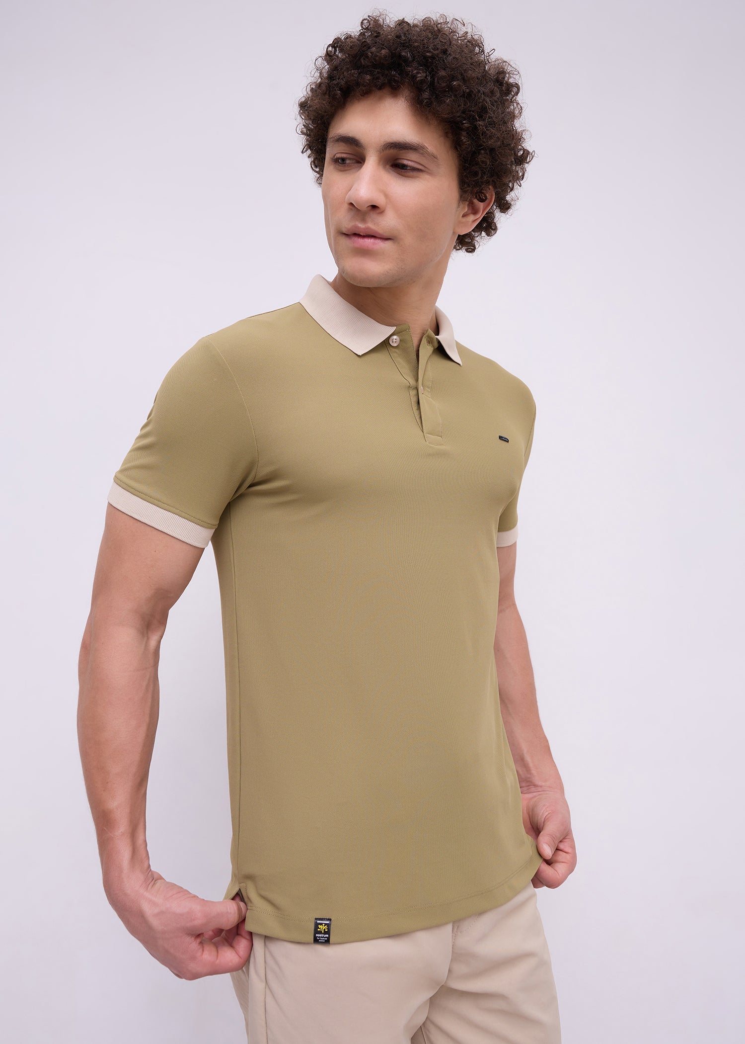 Mary Solid Polo T-Shirt: Khaki