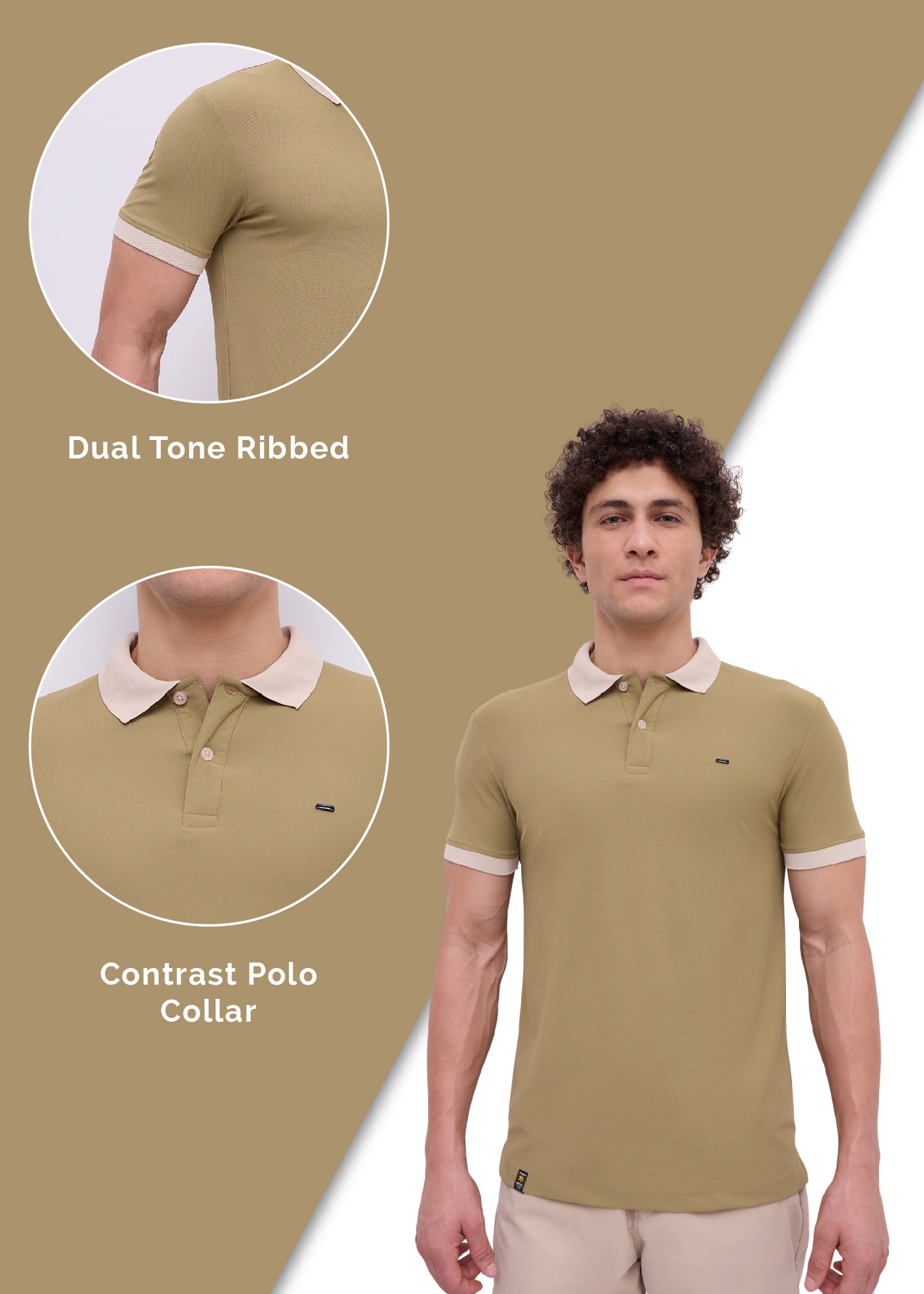 Mary Solid Polo T-Shirt: Khaki