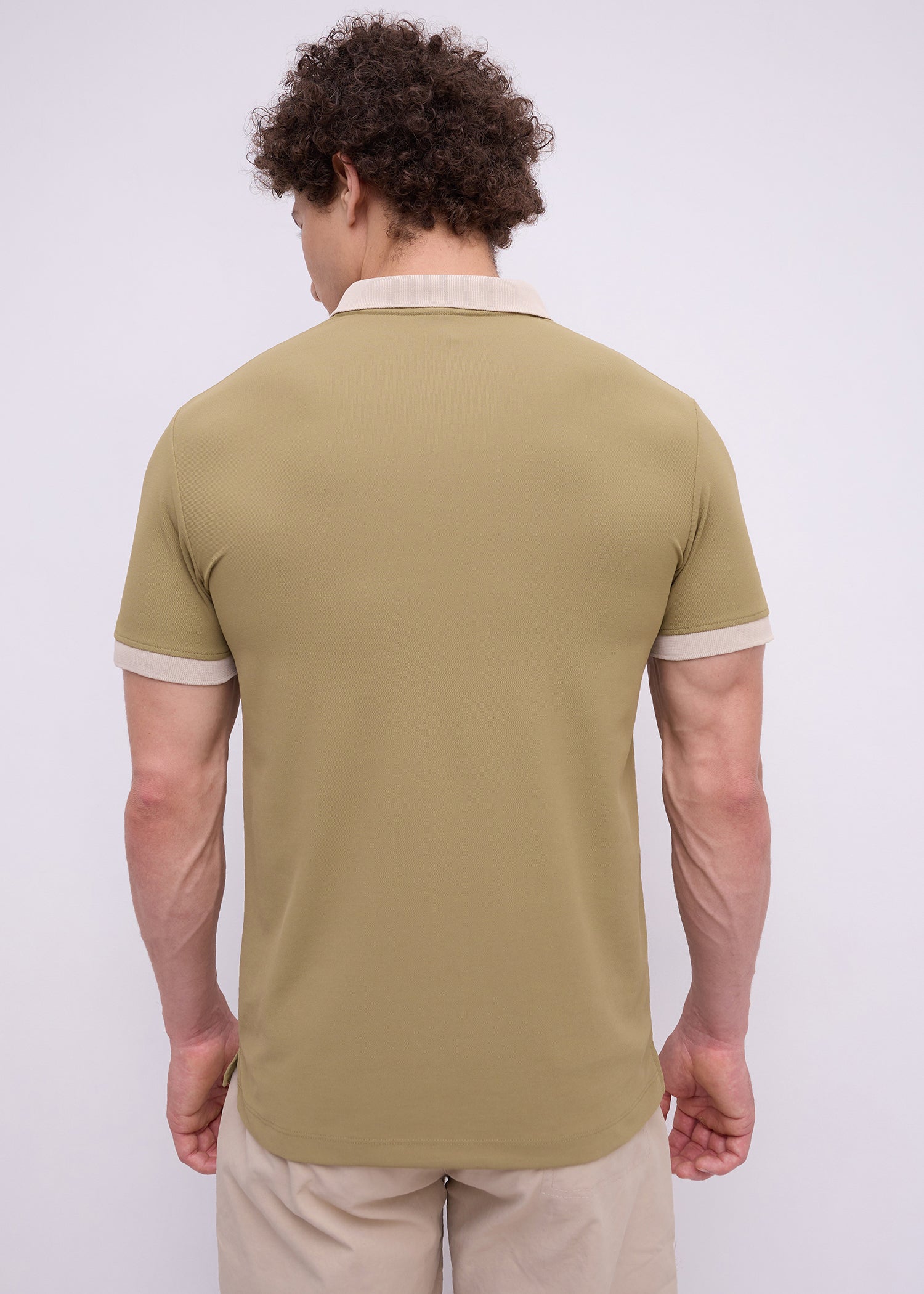 Mary Solid Polo T-Shirt: Khaki