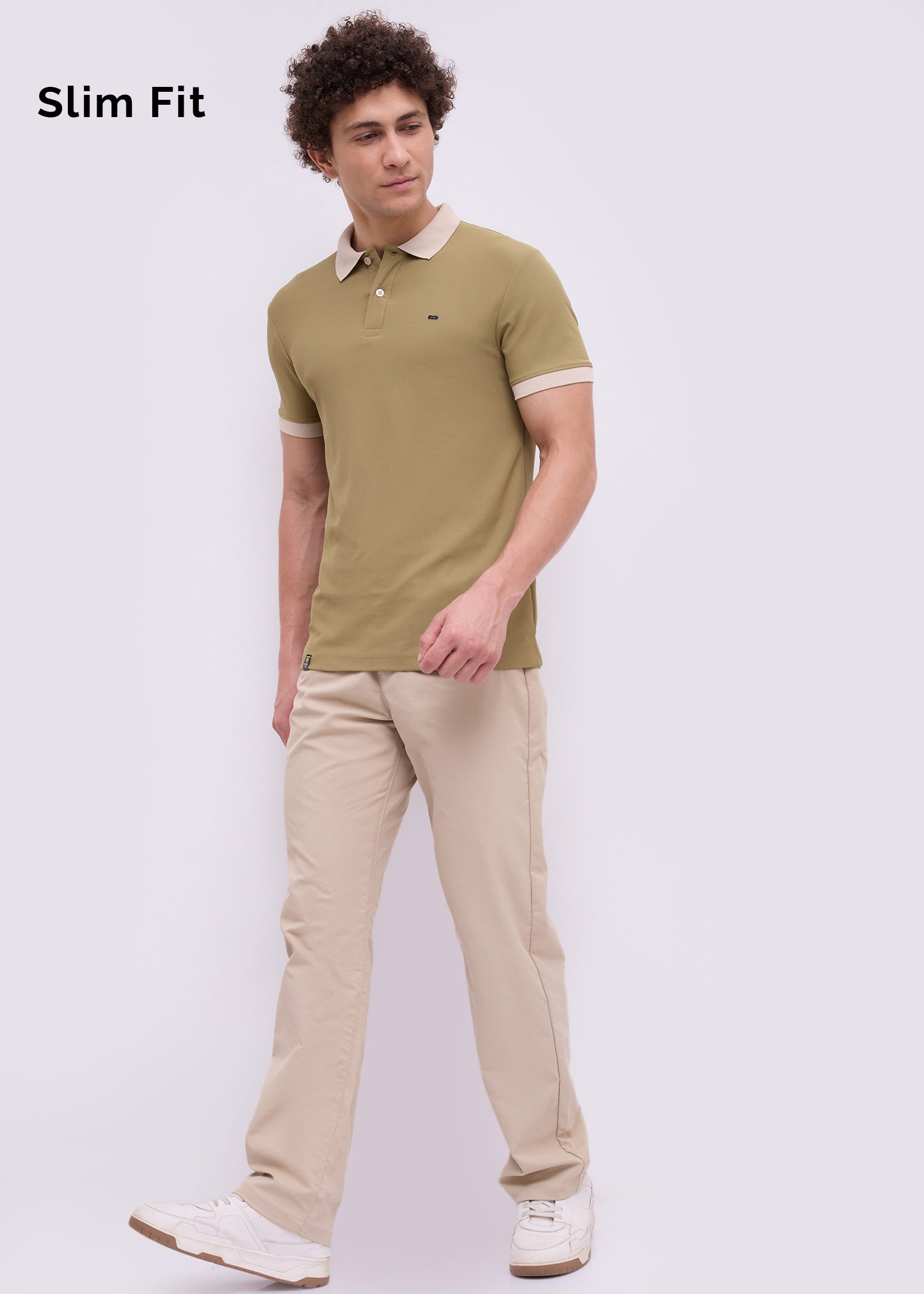 Mary Solid Polo T-Shirt: Khaki