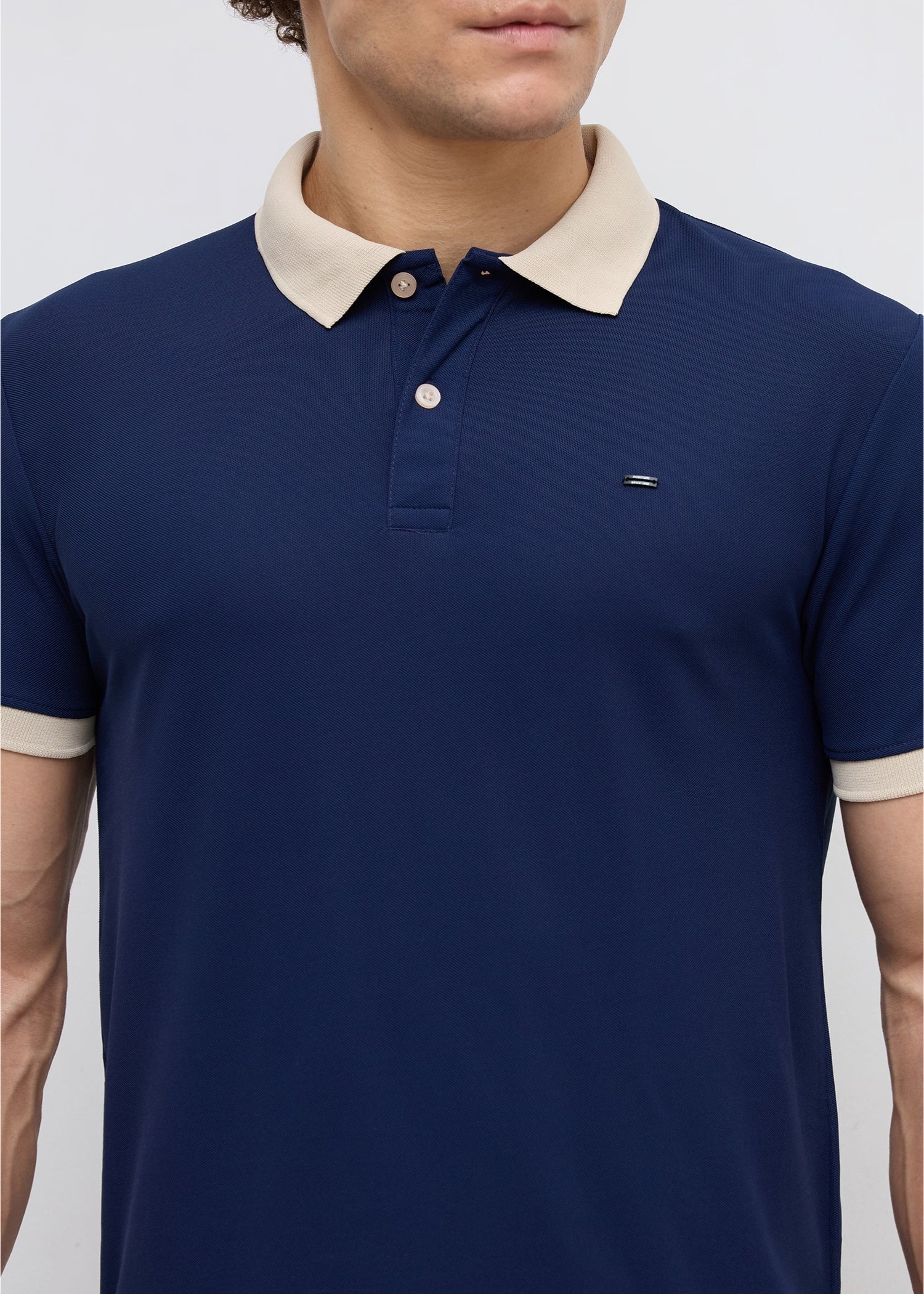 Mary Solid Polo T-Shirt: Navy