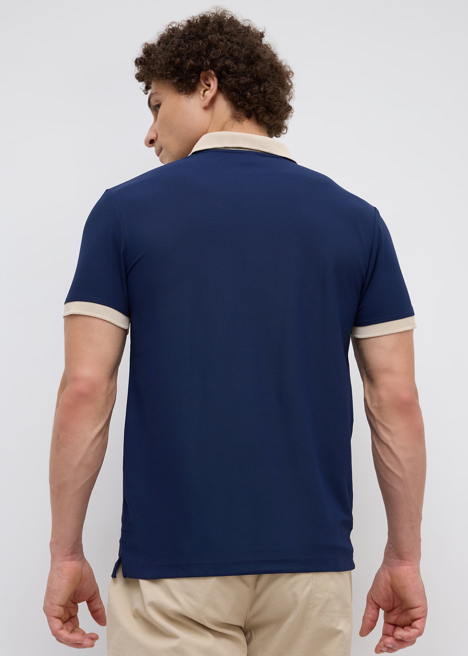 Mary Solid Polo T-Shirt: Navy