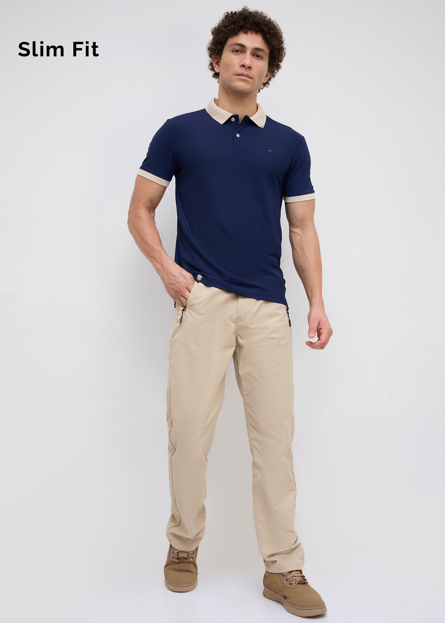 Mary Solid Polo T-Shirt: Navy