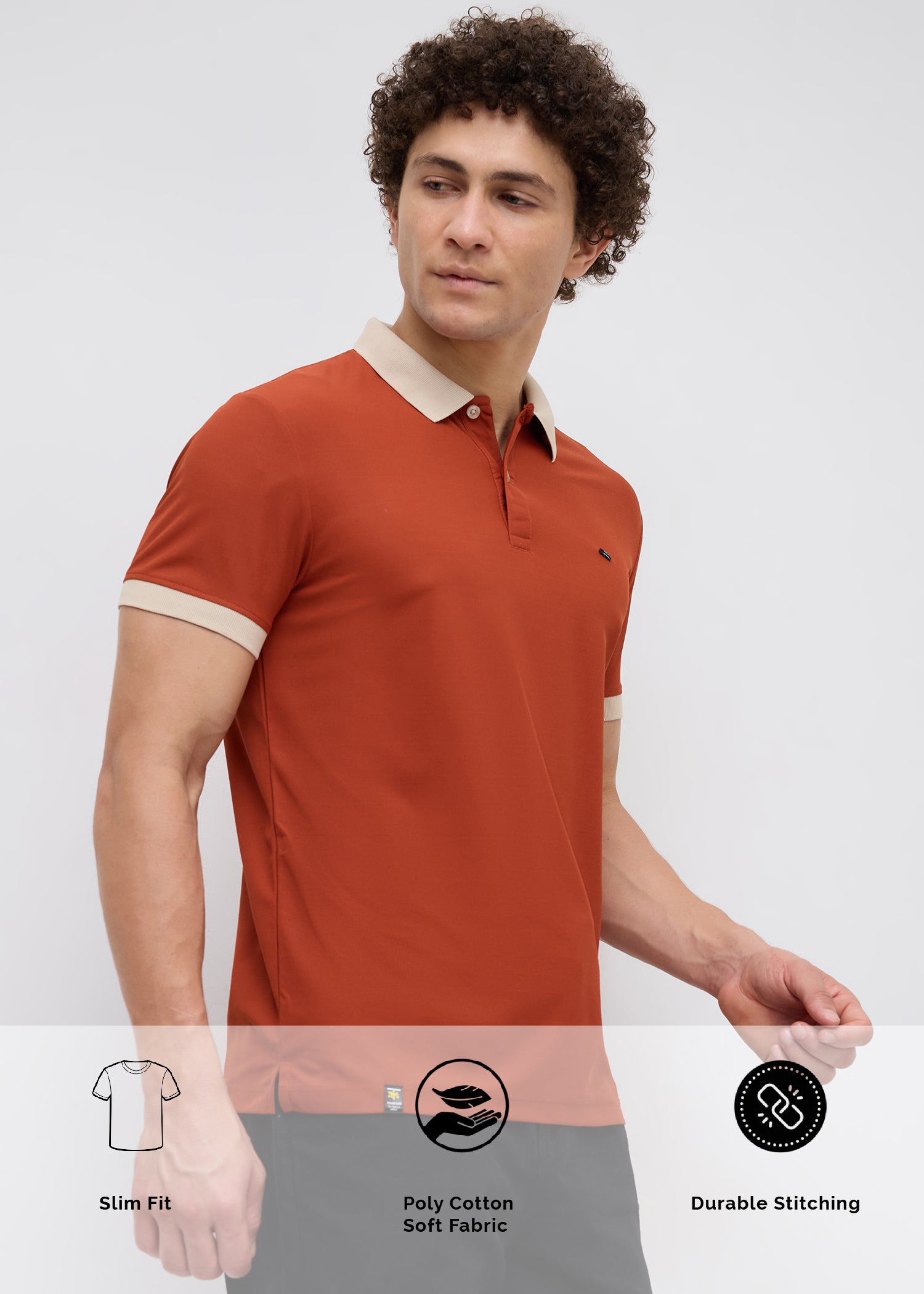 Mary Solid Polo T-Shirt: Rust