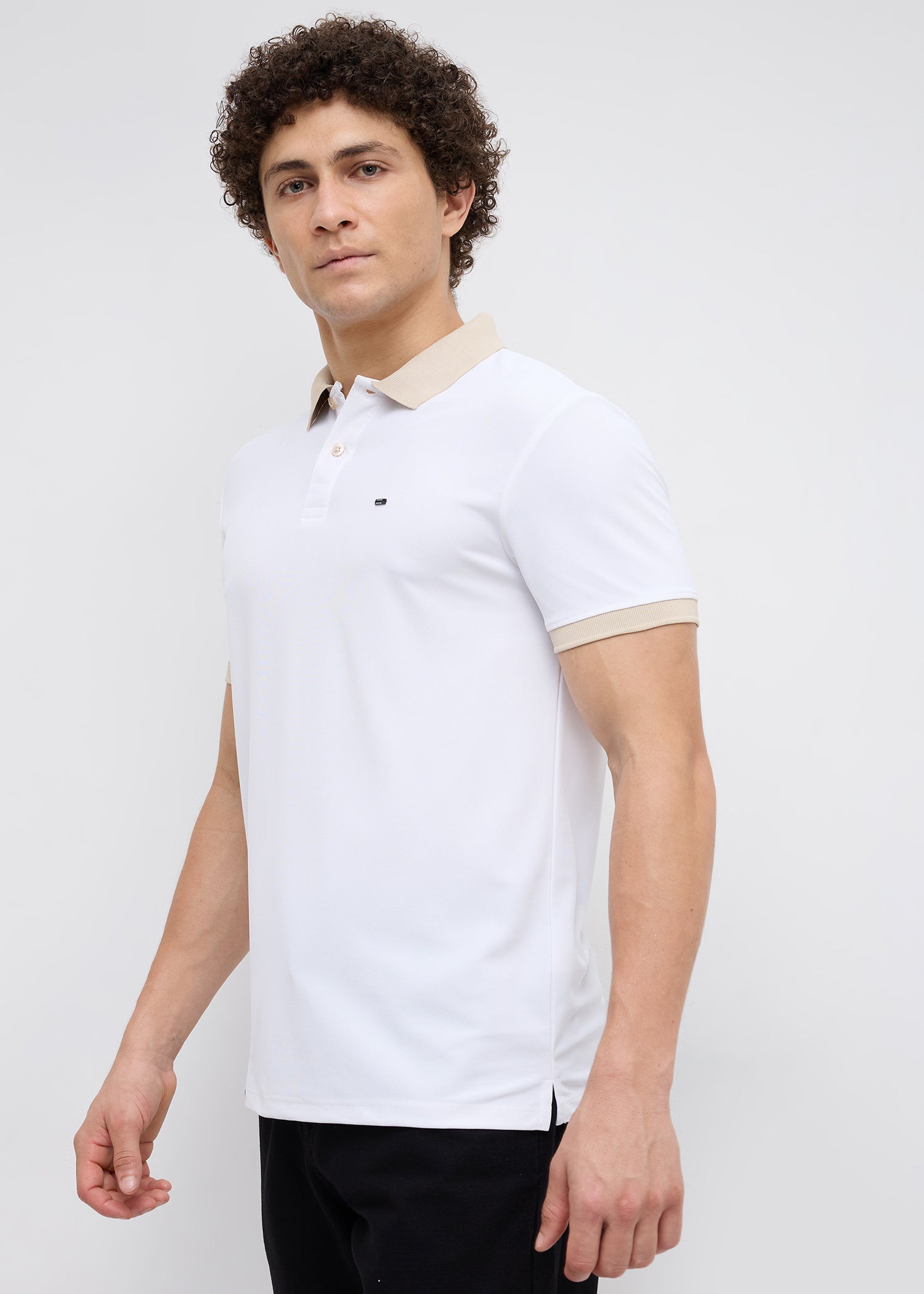 Mary Solid Polo T-Shirt: White