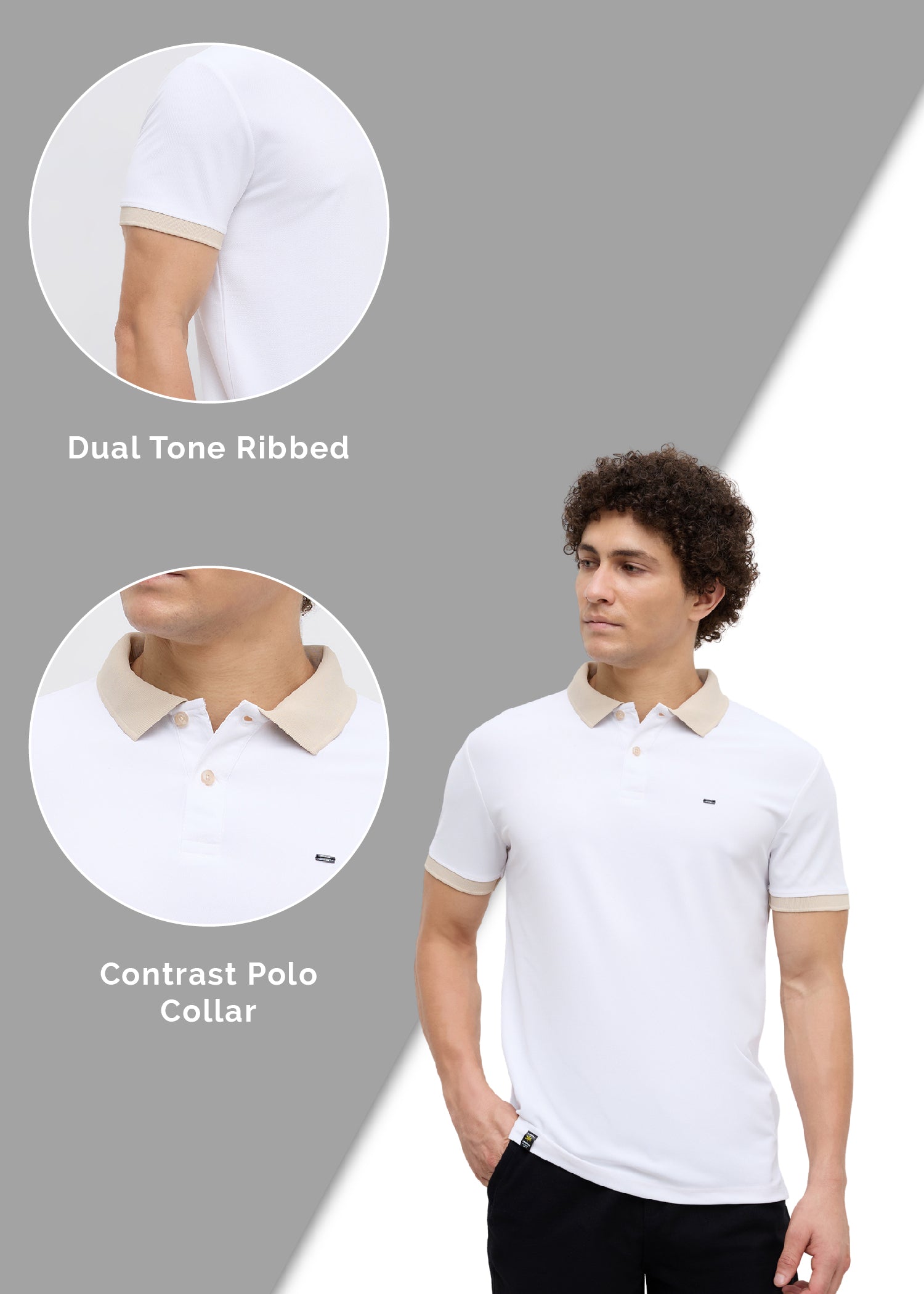 Mary Solid Polo T-Shirt: White