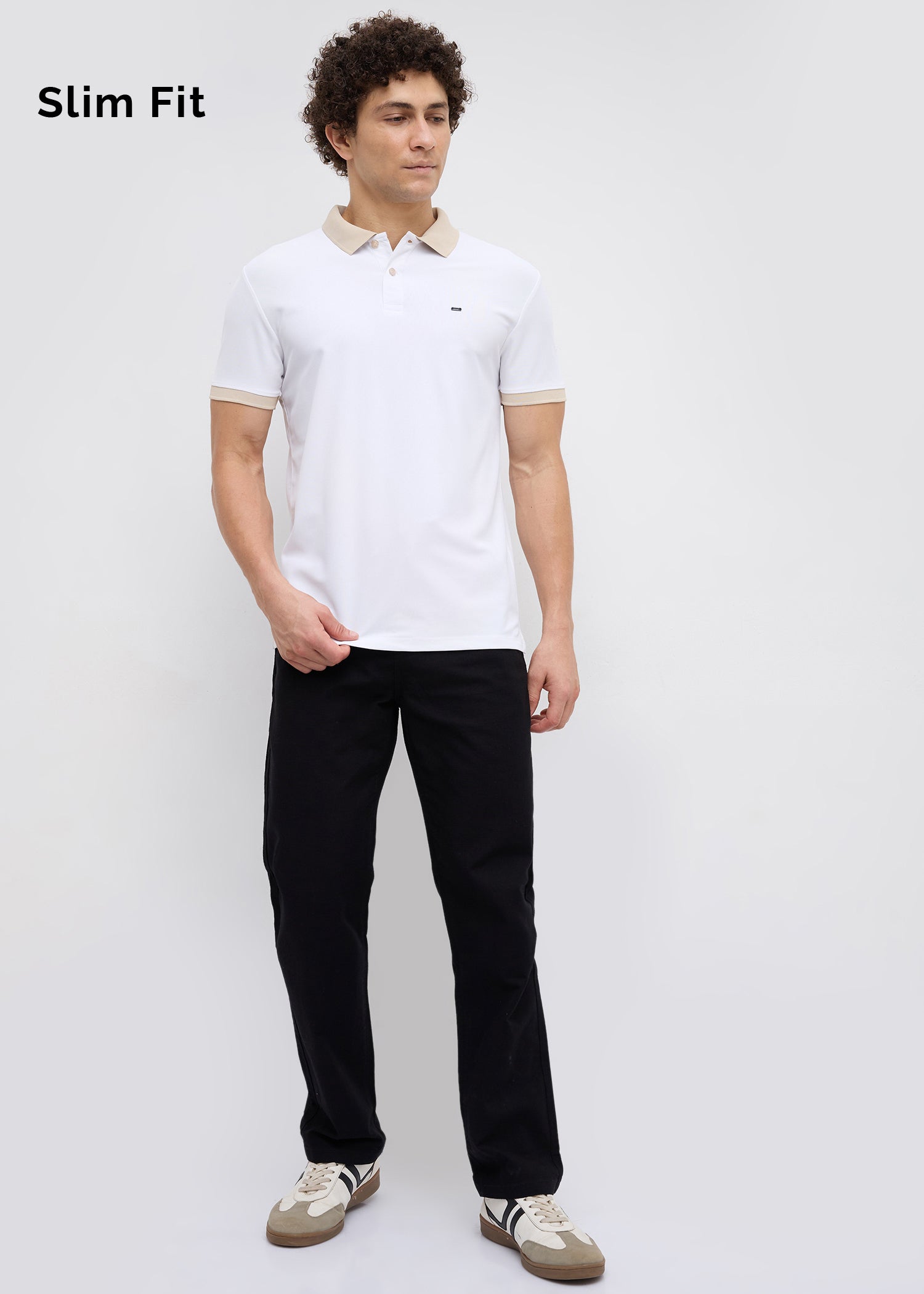 Mary Solid Polo T-Shirt: White