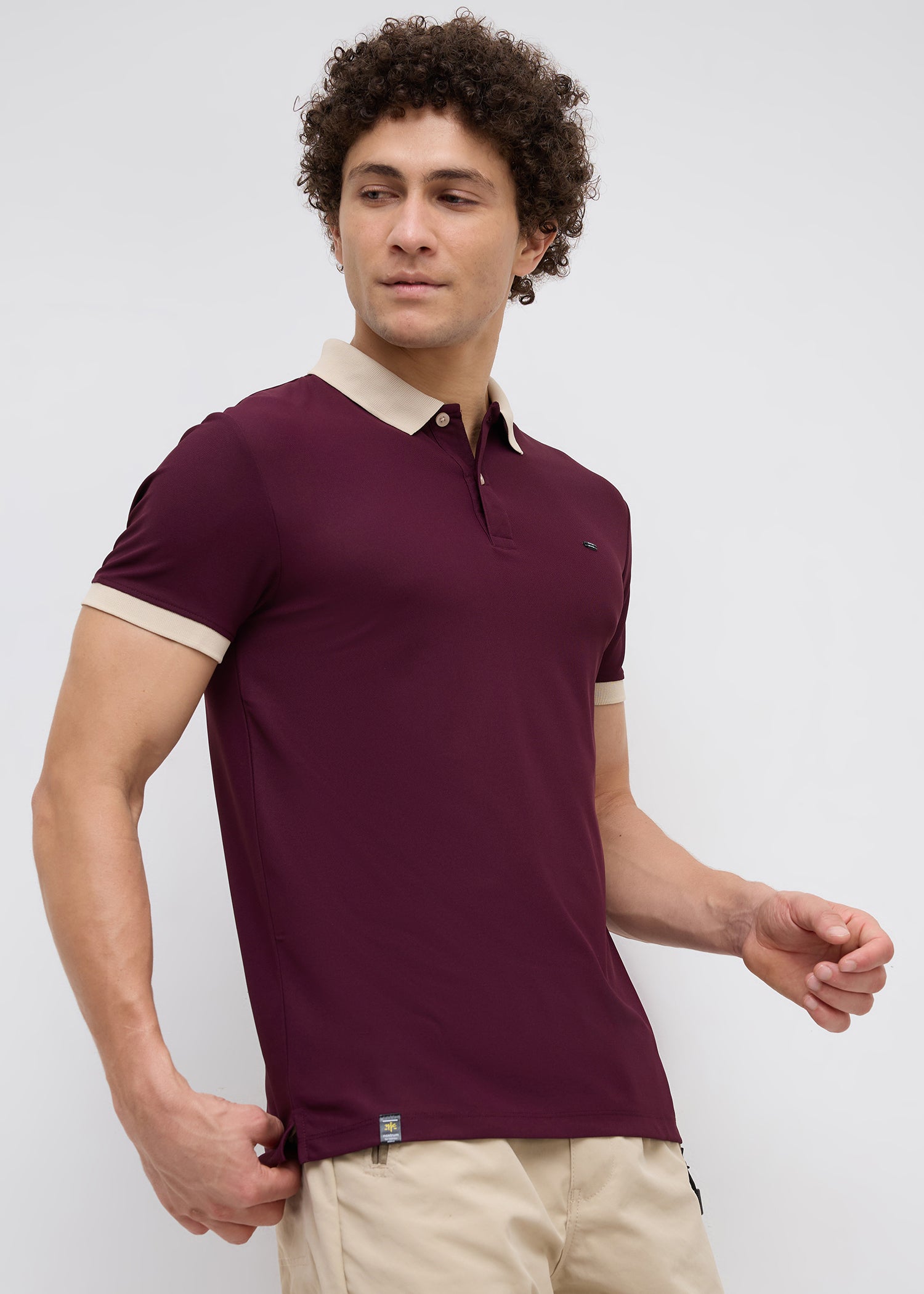 Mary Solid Polo T-Shirt: Wine