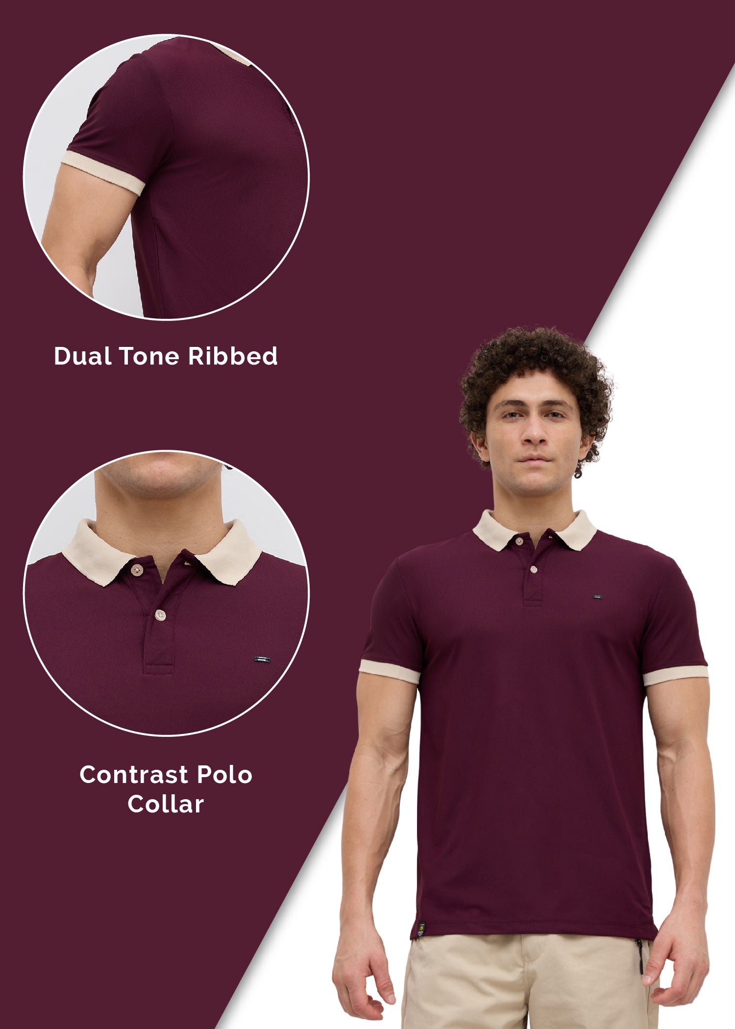 Mary Solid Polo T-Shirt: Wine