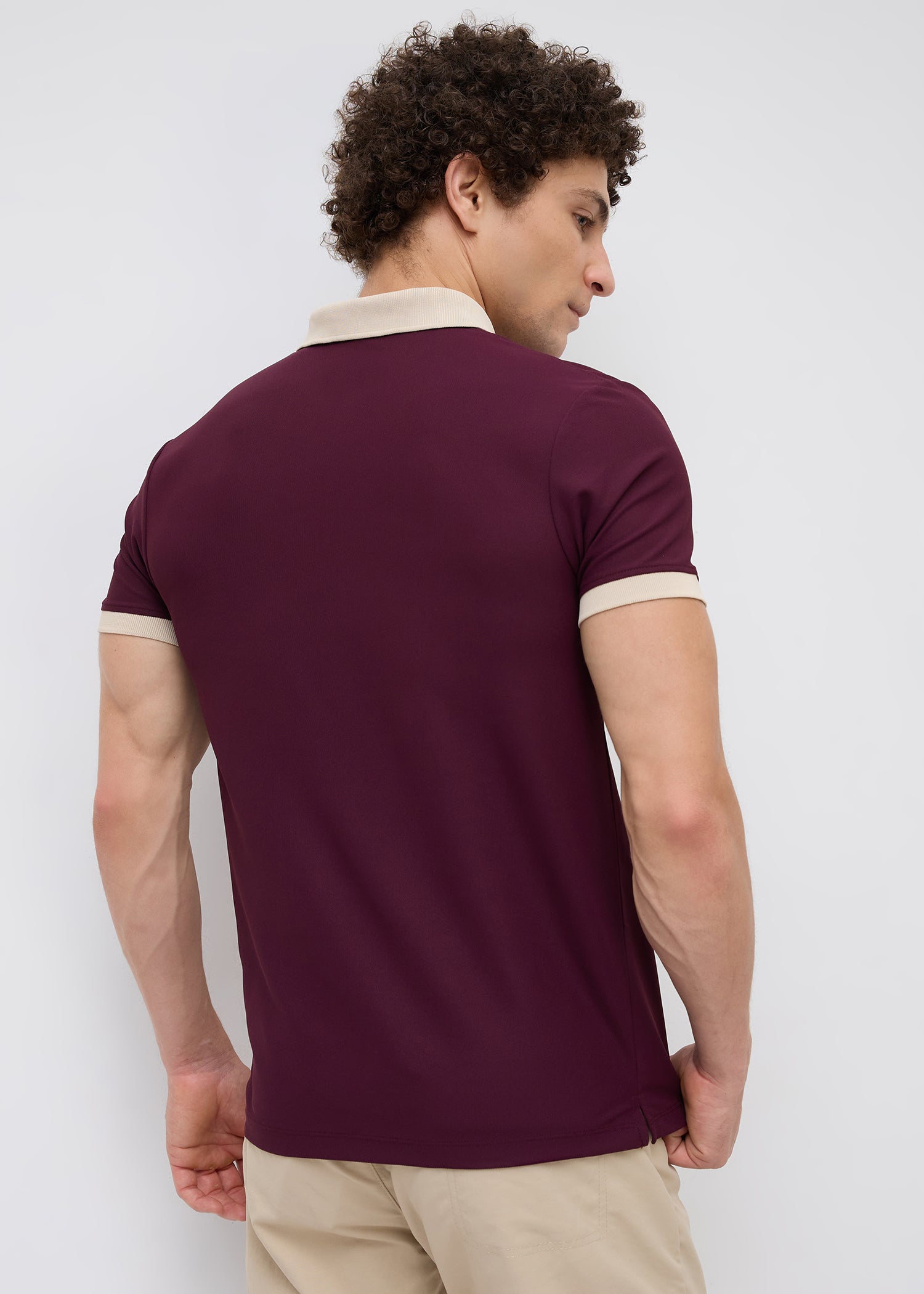 Mary Solid Polo T-Shirt: Wine