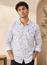 Mayers Diamond Grid Print Casual Shirt
