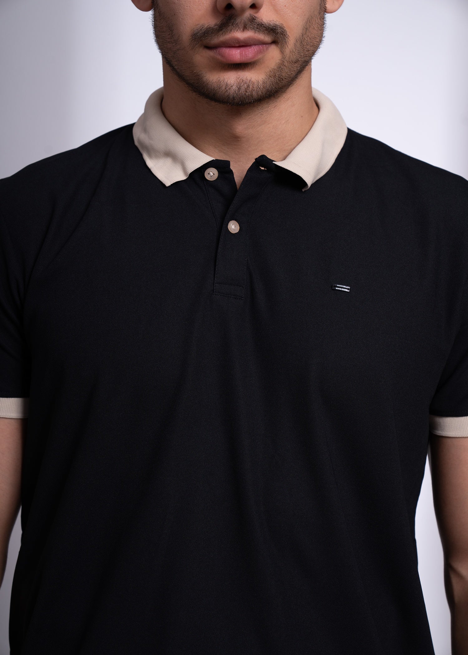 Mary Solid Polo T-Shirt: Black