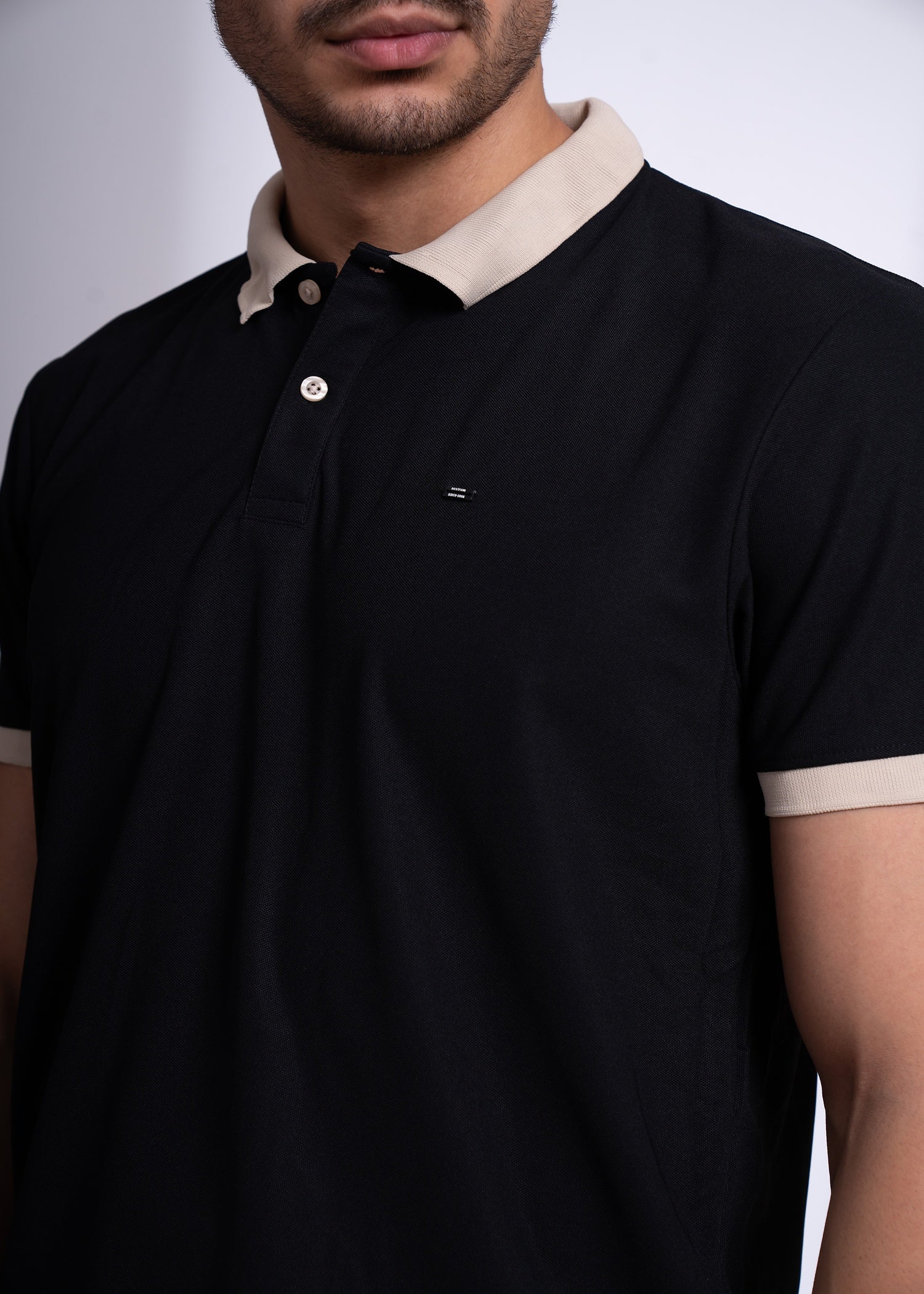 Mary Solid Polo T-Shirt: Black