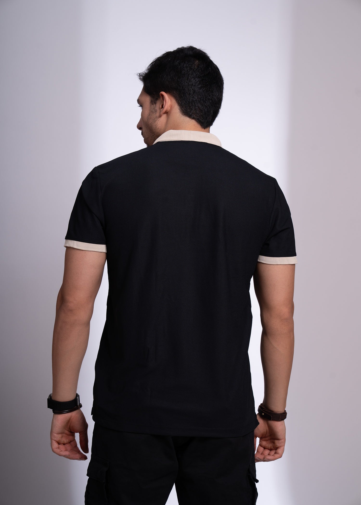 Mary Solid Polo T-Shirt: Black