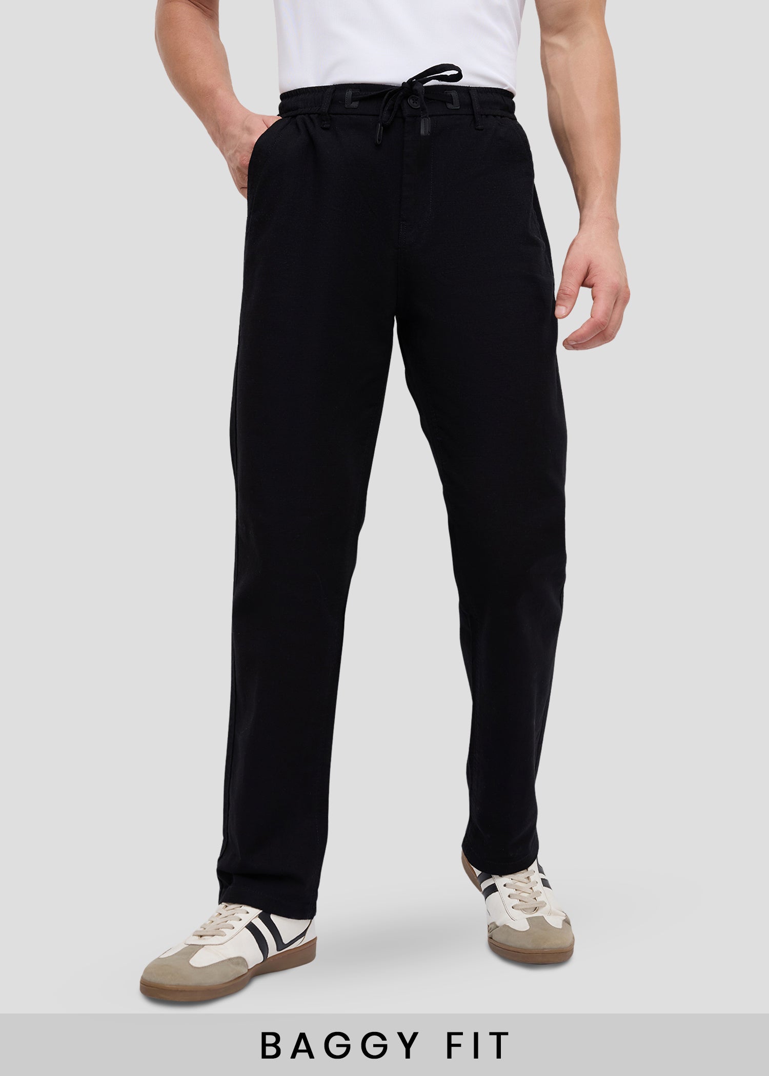 Malcom Linen Baggy Trouser: Black