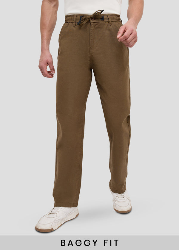 Malcom Linen Baggy Trouser: Coffee