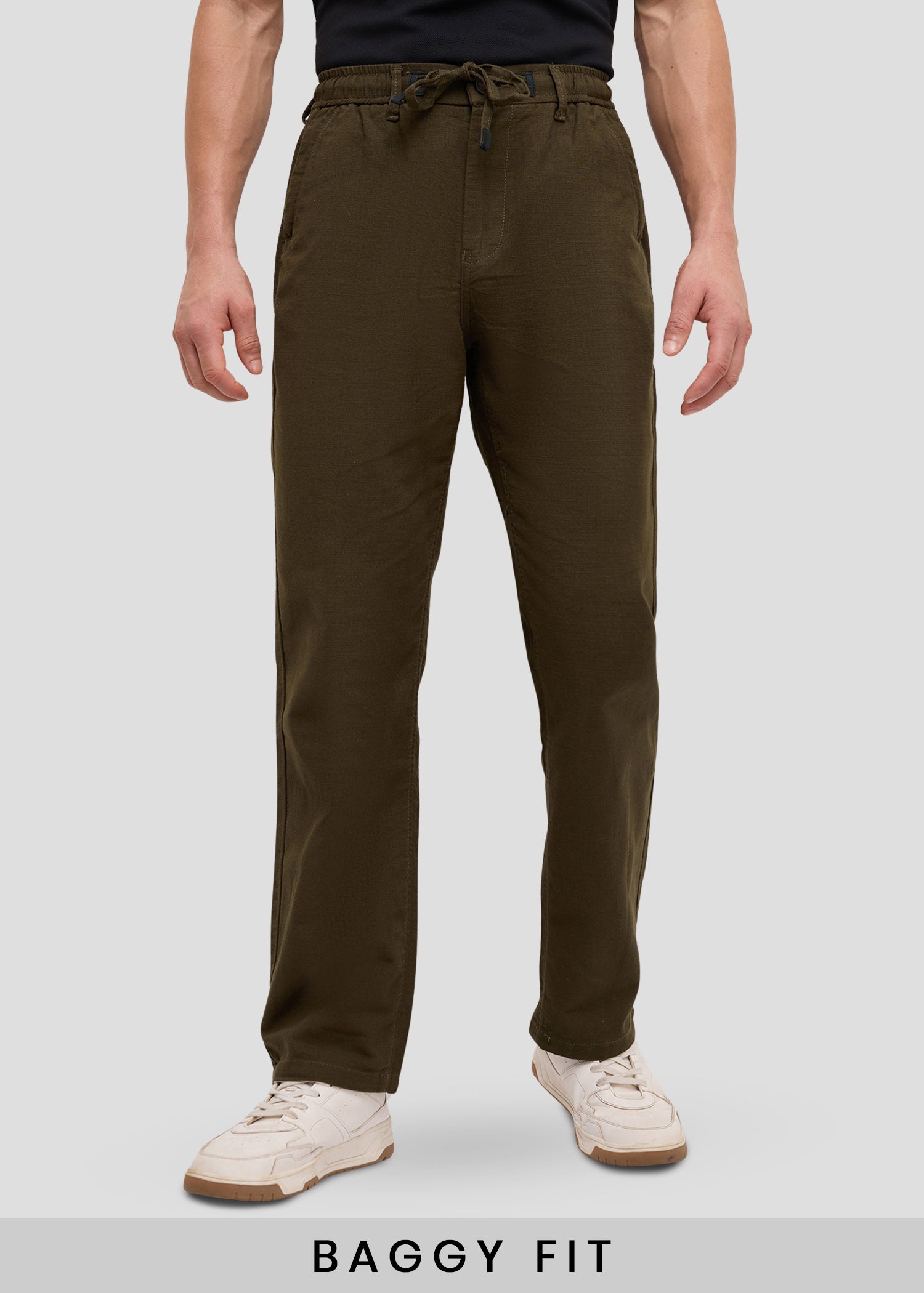 Malcom Linen Baggy Trouser: Olive