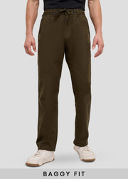 Malcom Linen Baggy Trouser: Olive
