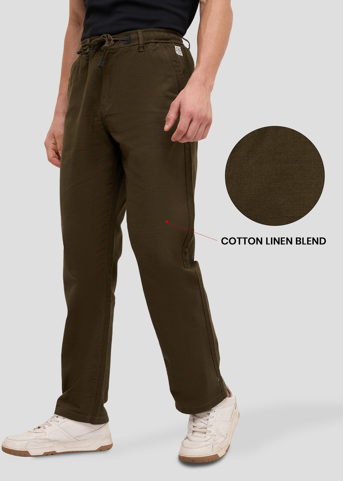 Malcom Linen Baggy Trouser: Olive