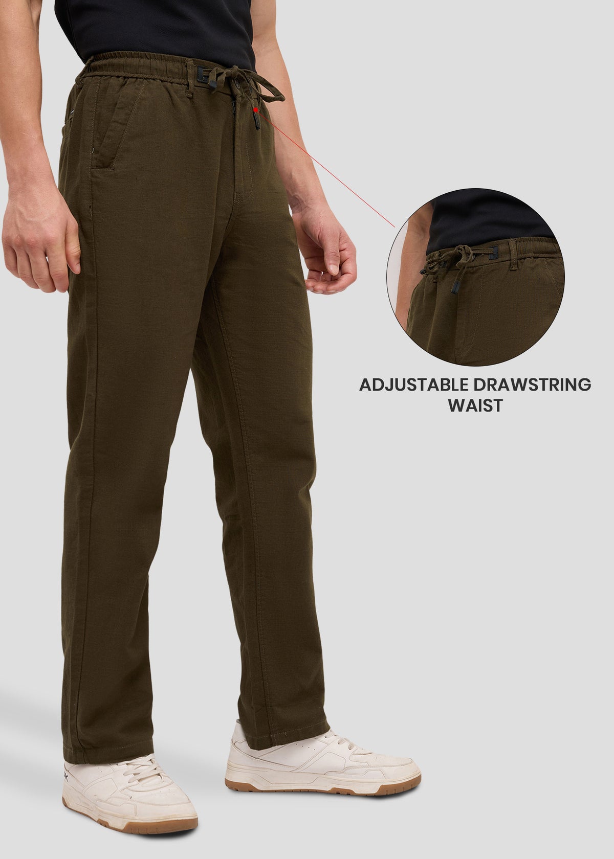 Malcom Linen Baggy Trouser: Olive