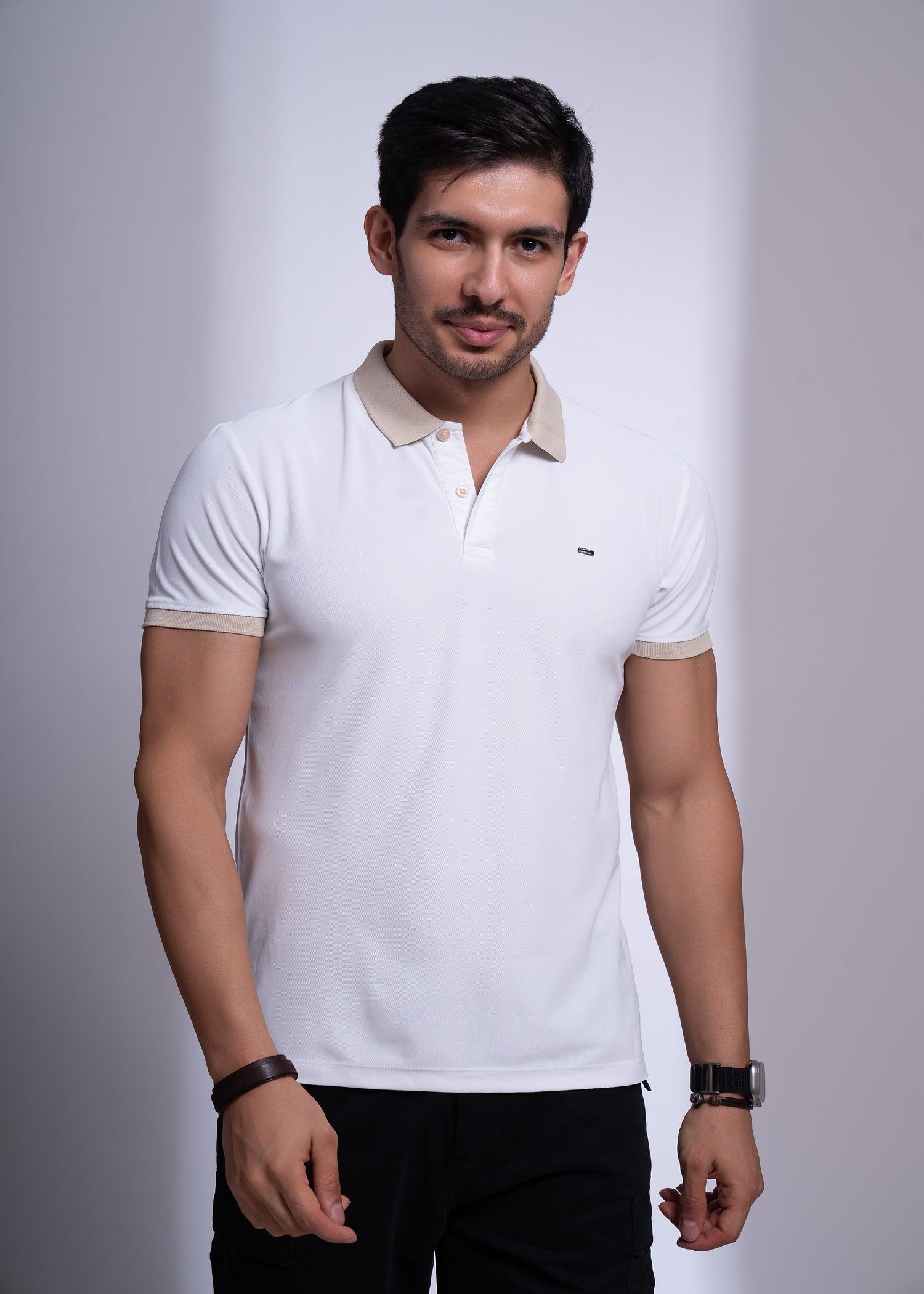 Mary Polo T-Shirt for Men | Beige Collar Detail | 12 Colors